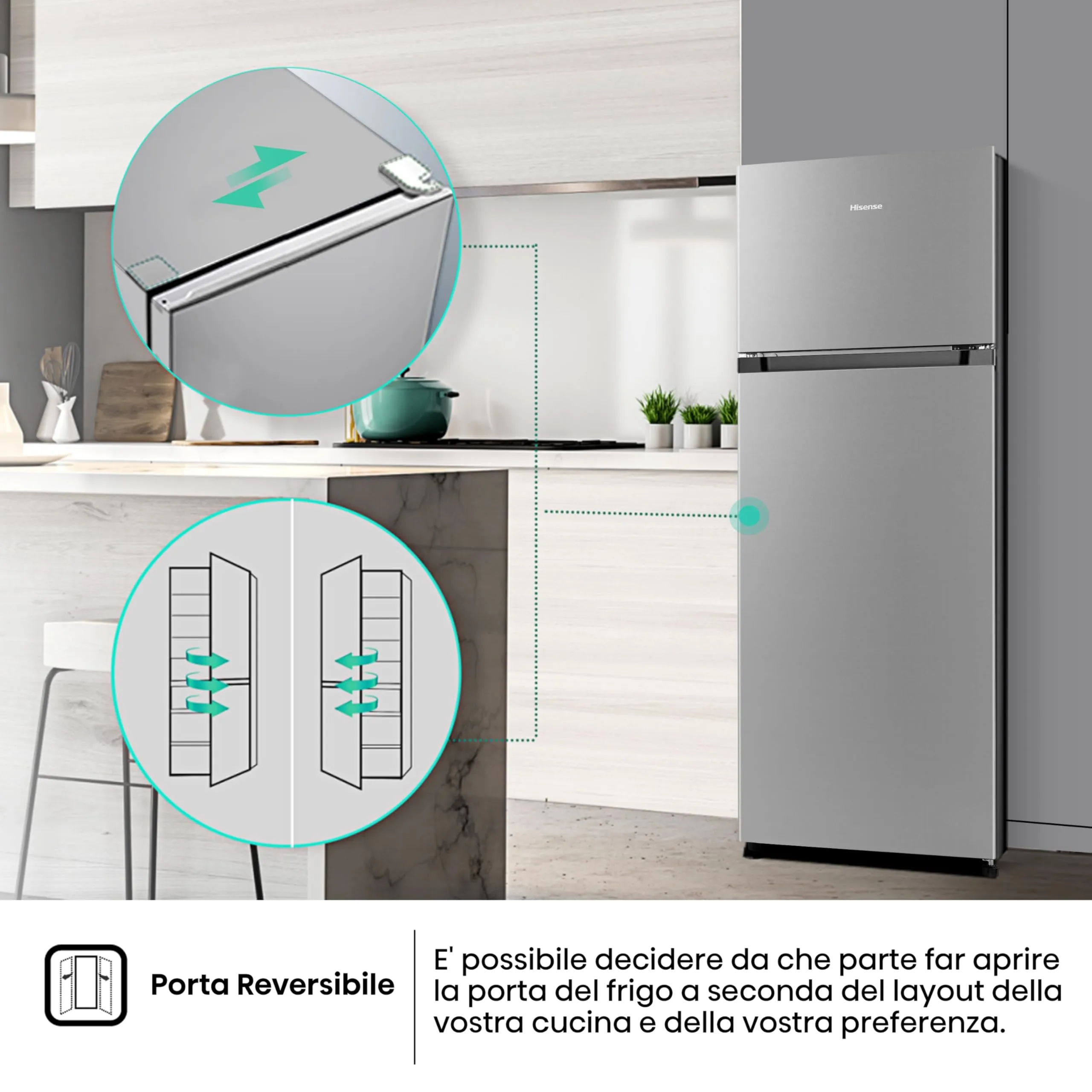 Hisense MTM55205SE Frigorifero Doppia Porta, 206 L, Silver - immagine 4