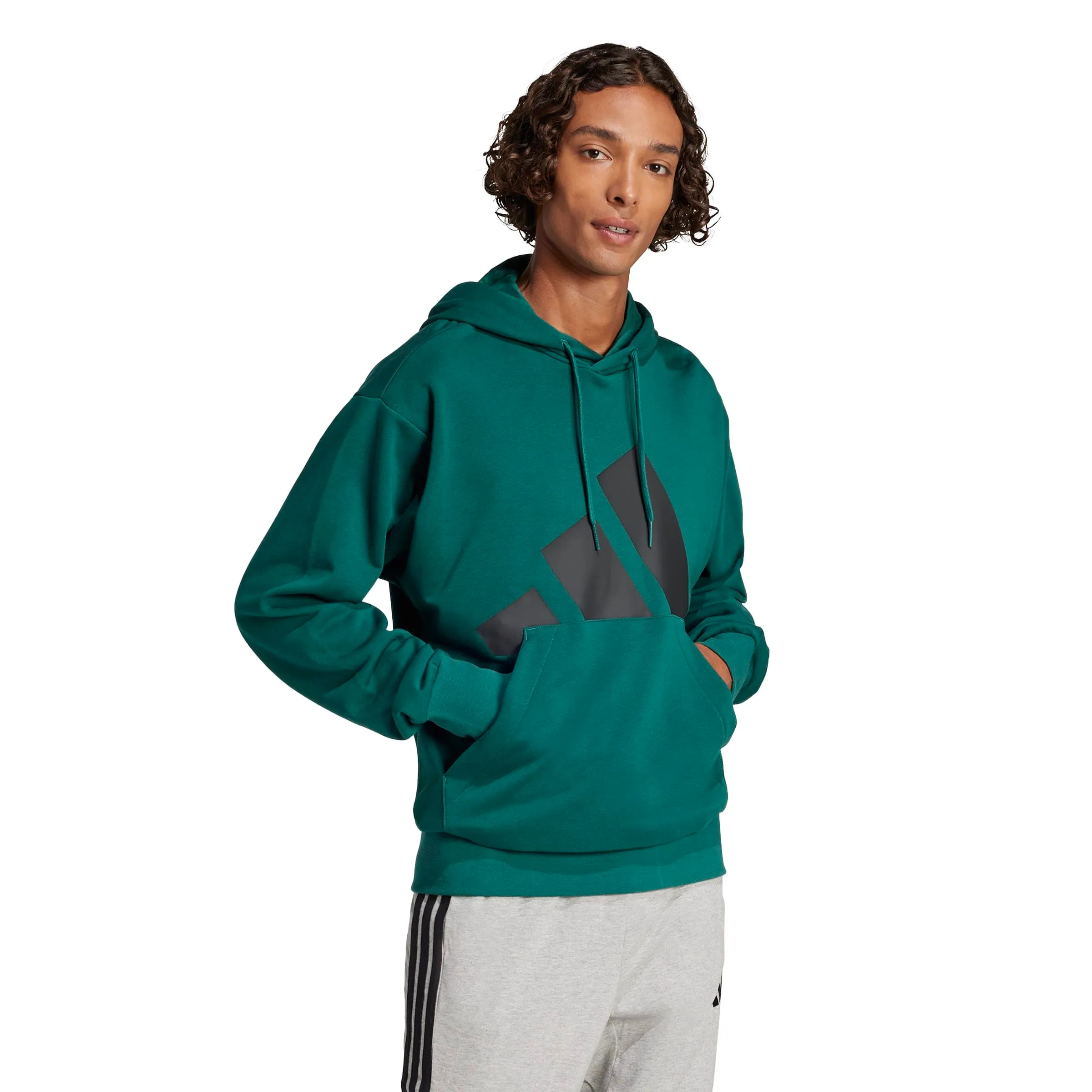 adidas Essentials Big Logo French Terry Hoodie, Collegiate Green/Black, XL - immagine 6
