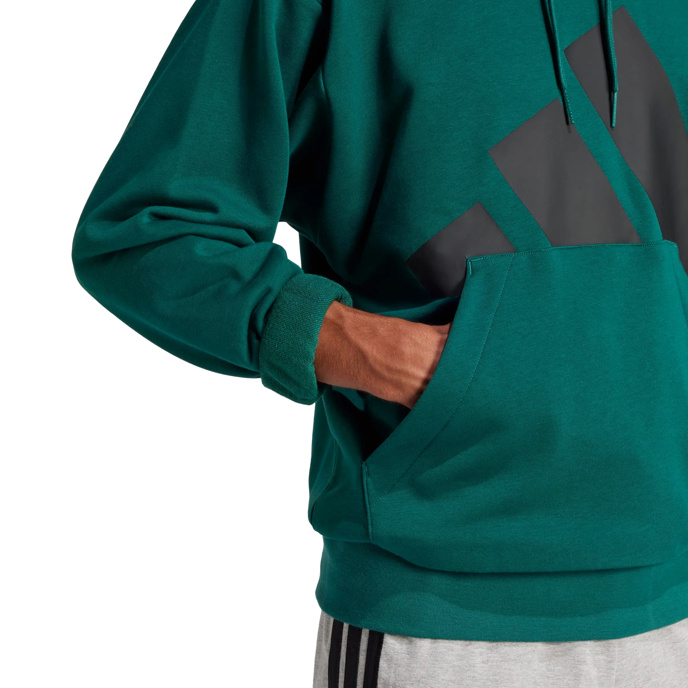 adidas Essentials Big Logo French Terry Hoodie Sweatshirt, Collegiate Green/Black, XXL - immagine 5