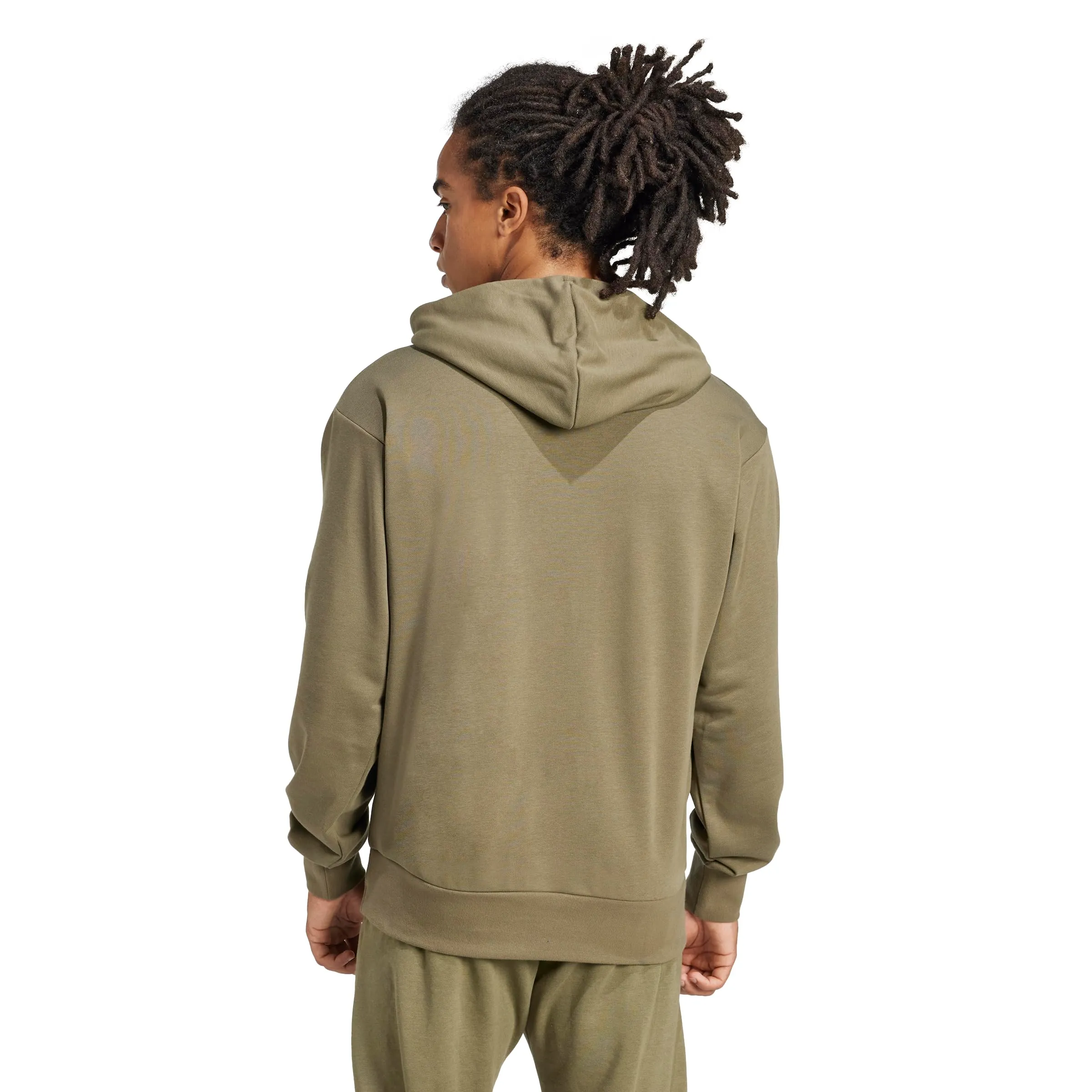 adidas Essentials Big Logo French Terry Men's Hoodie, Olive Strata/Nero, XXS - immagine 3