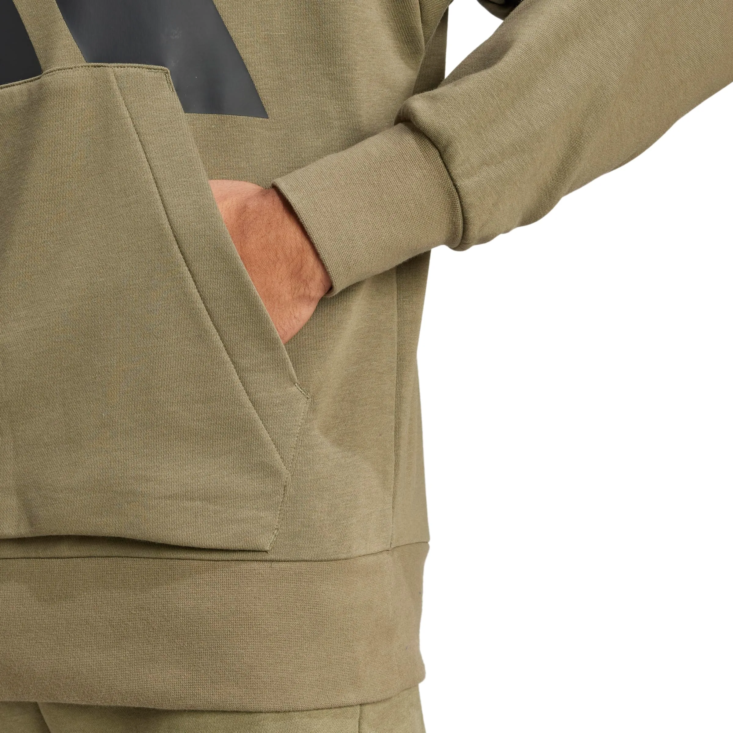 adidas Essentials Big Logo French Terry Men's Hoodie, Olive Strata/Nero, XXS - immagine 5