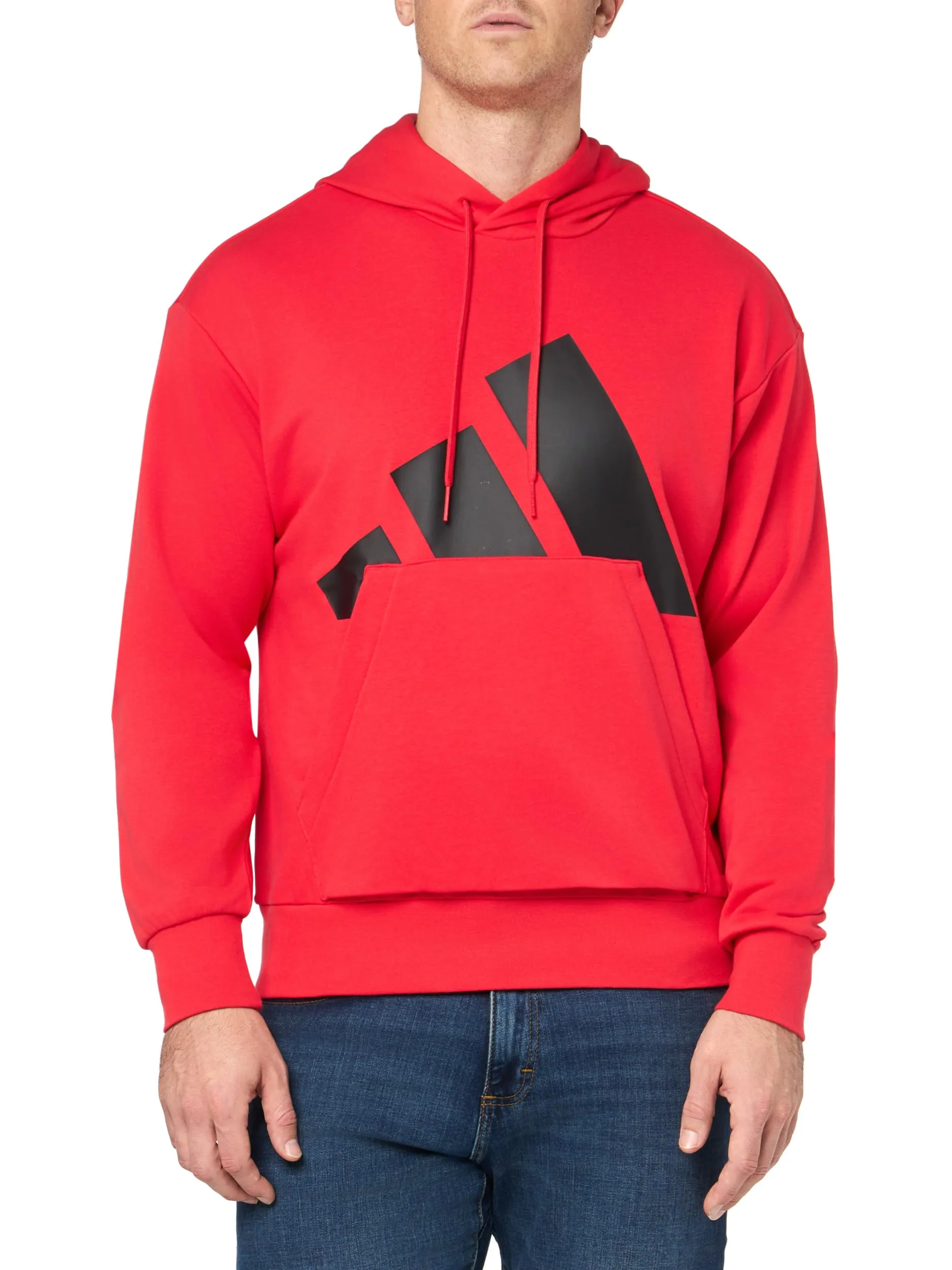 adidas Men's Essentials Big Logo French Terry Hoodie, Pure Ruby/Black - immagine 4