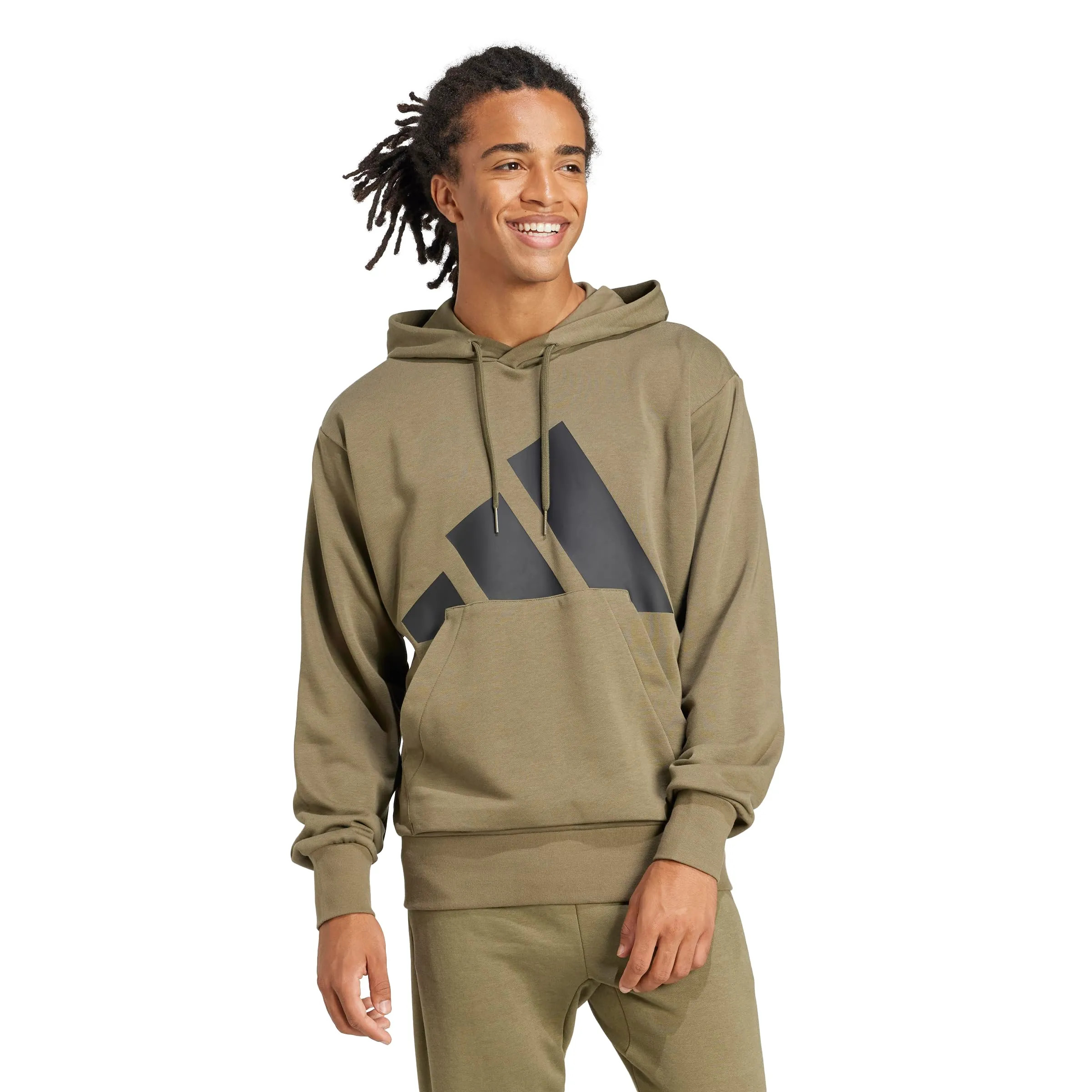 adidas Essentials Big Logo French Terry Men's Hoodie - Olive Strata/Nero, XXL - immagine 1
