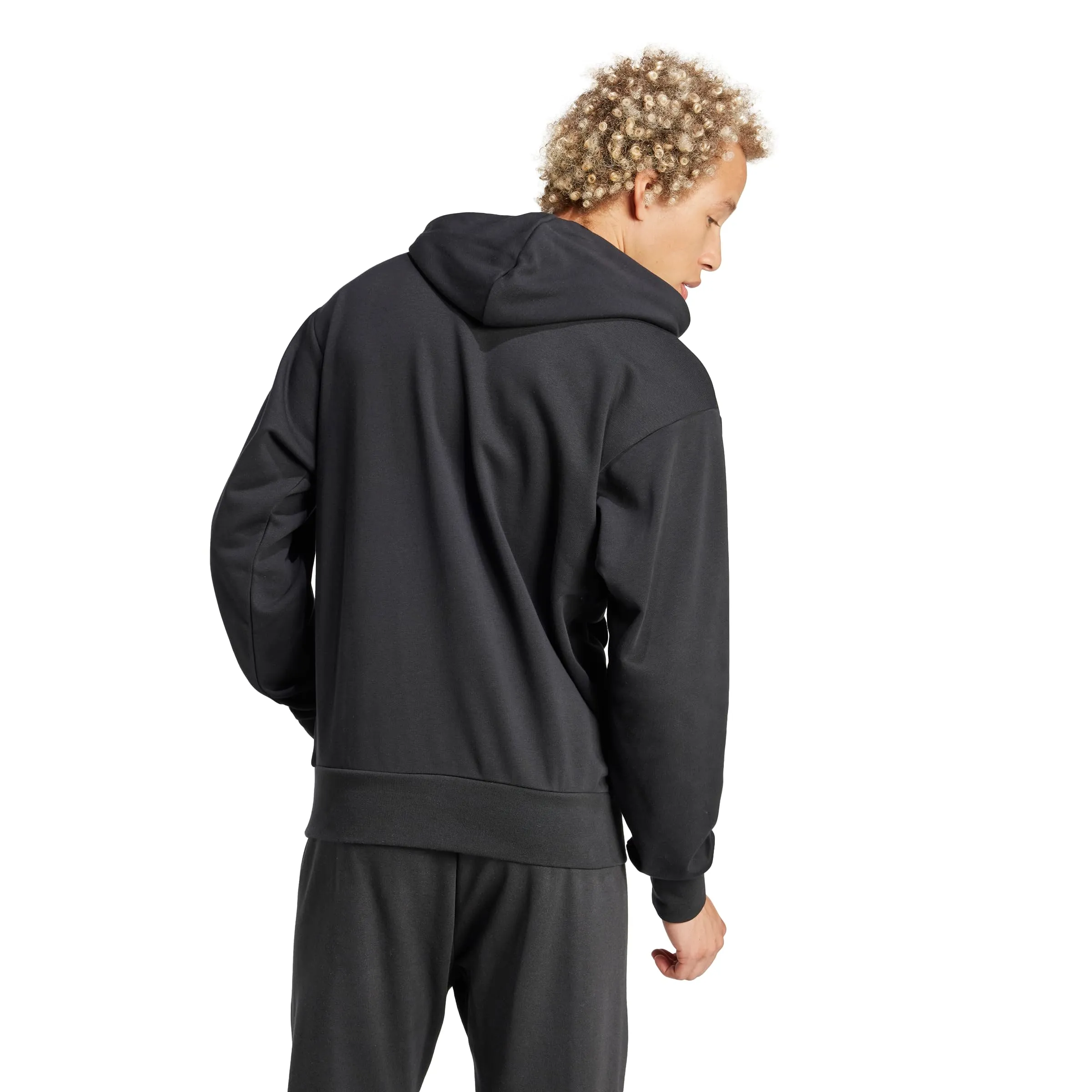 adidas Essentials Big Logo French Terry Hoodie, Nero/Bianco, M - immagine 3
