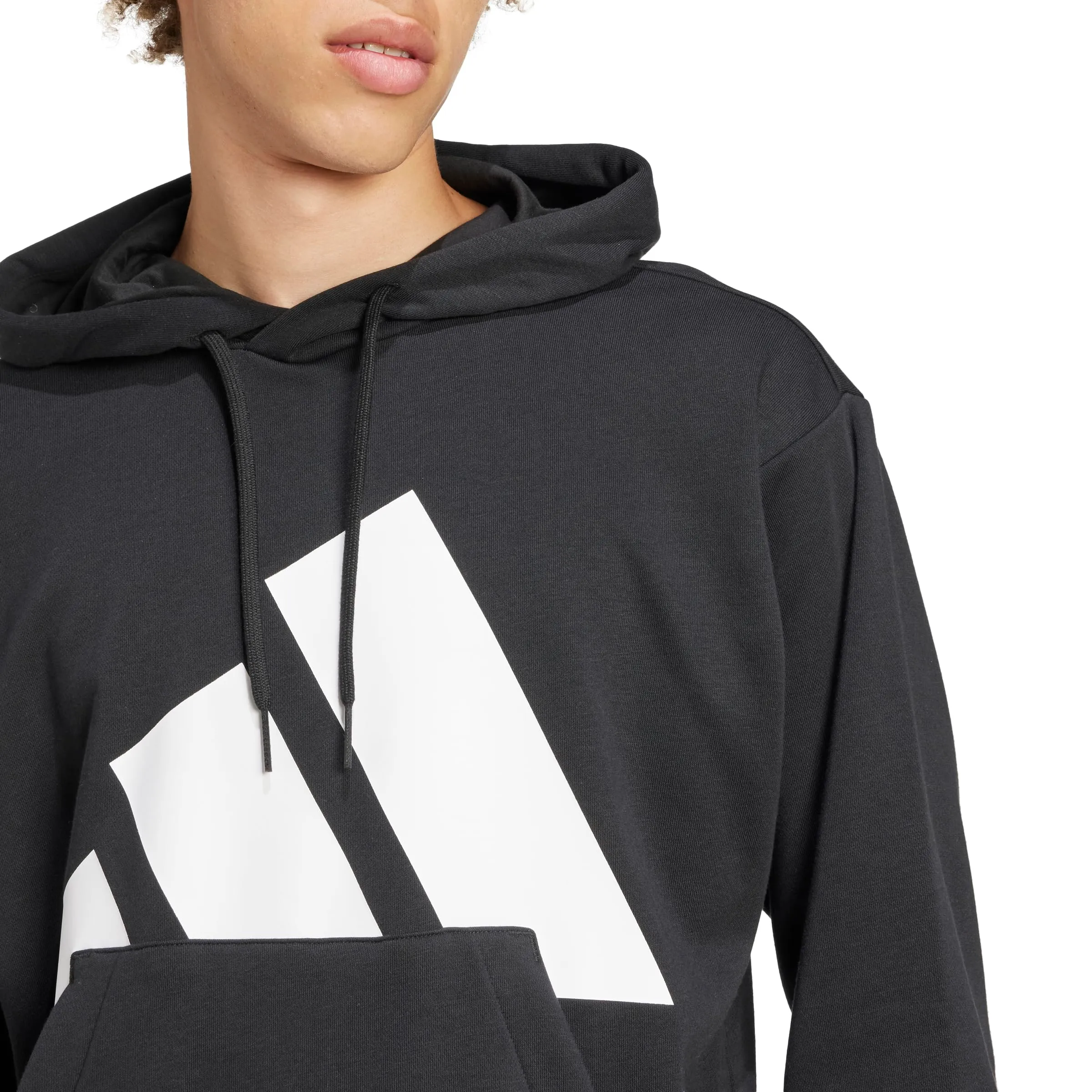 adidas Essentials Big Logo French Terry Hoodie, Nero/Bianco, M - immagine 4