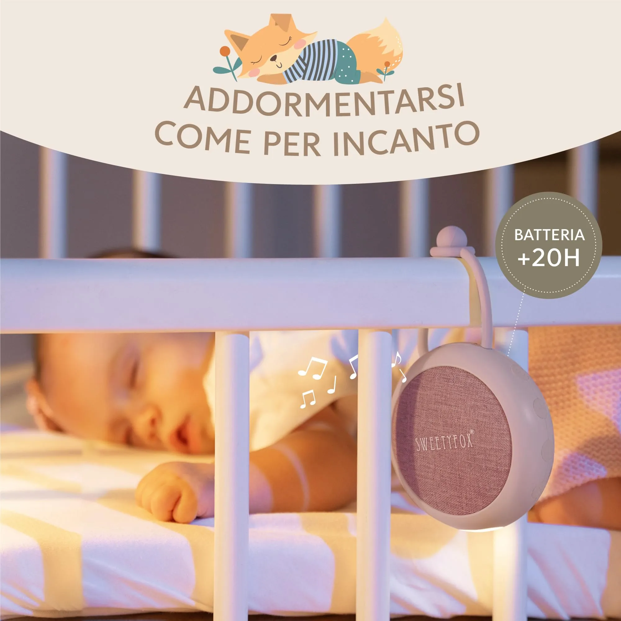 Sweety Fox Macchina Rumore Bianco Neonato con Luce Notturna - Rosa - immagine 3