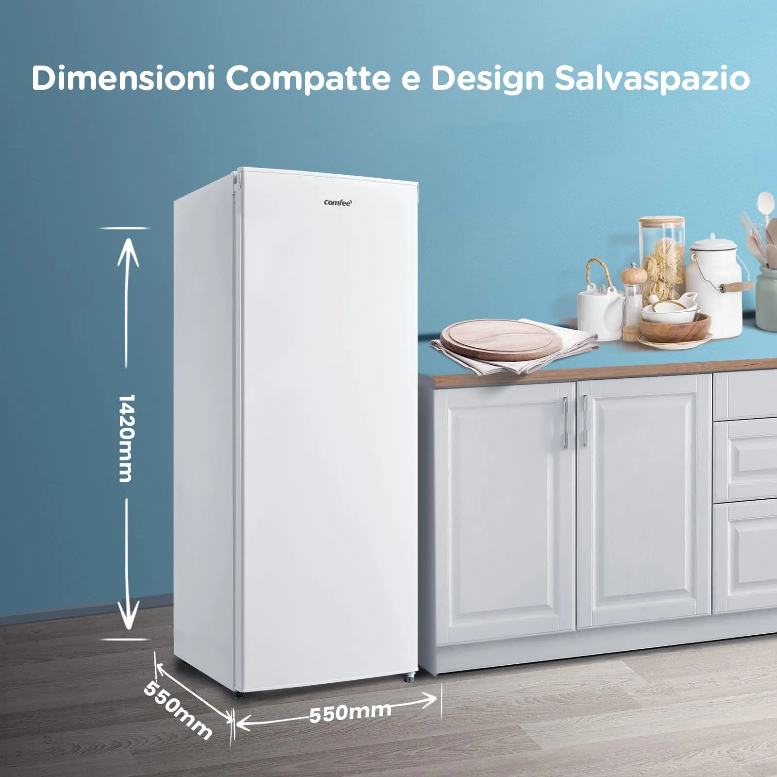 COMFEE' Congelatore Verticale a Cassetti Monoporta 160L RCU160WH2(E) Bianco - immagine 2