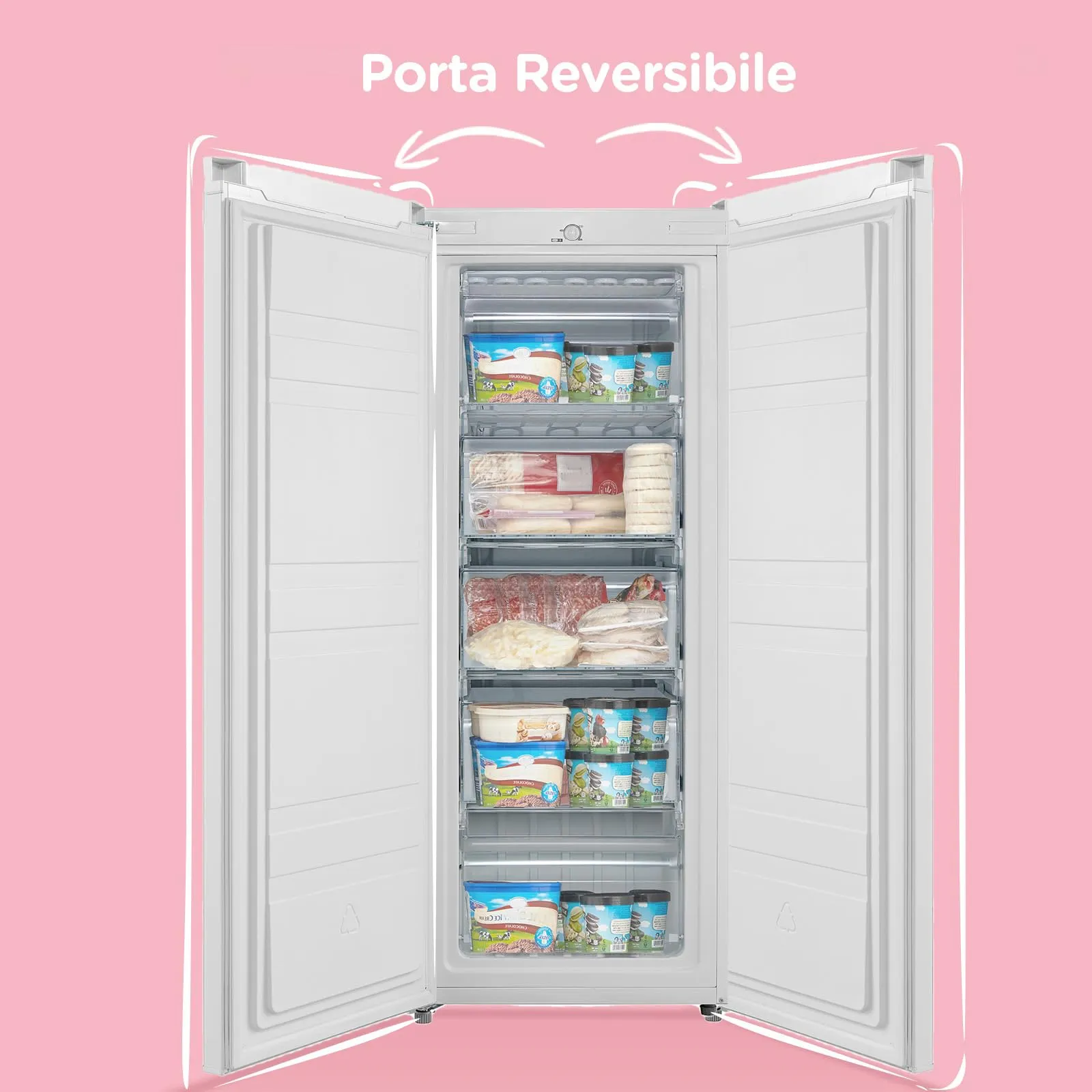 COMFEE' Congelatore Verticale a Cassetti Monoporta 160L RCU160WH2(E) Bianco - immagine 4
