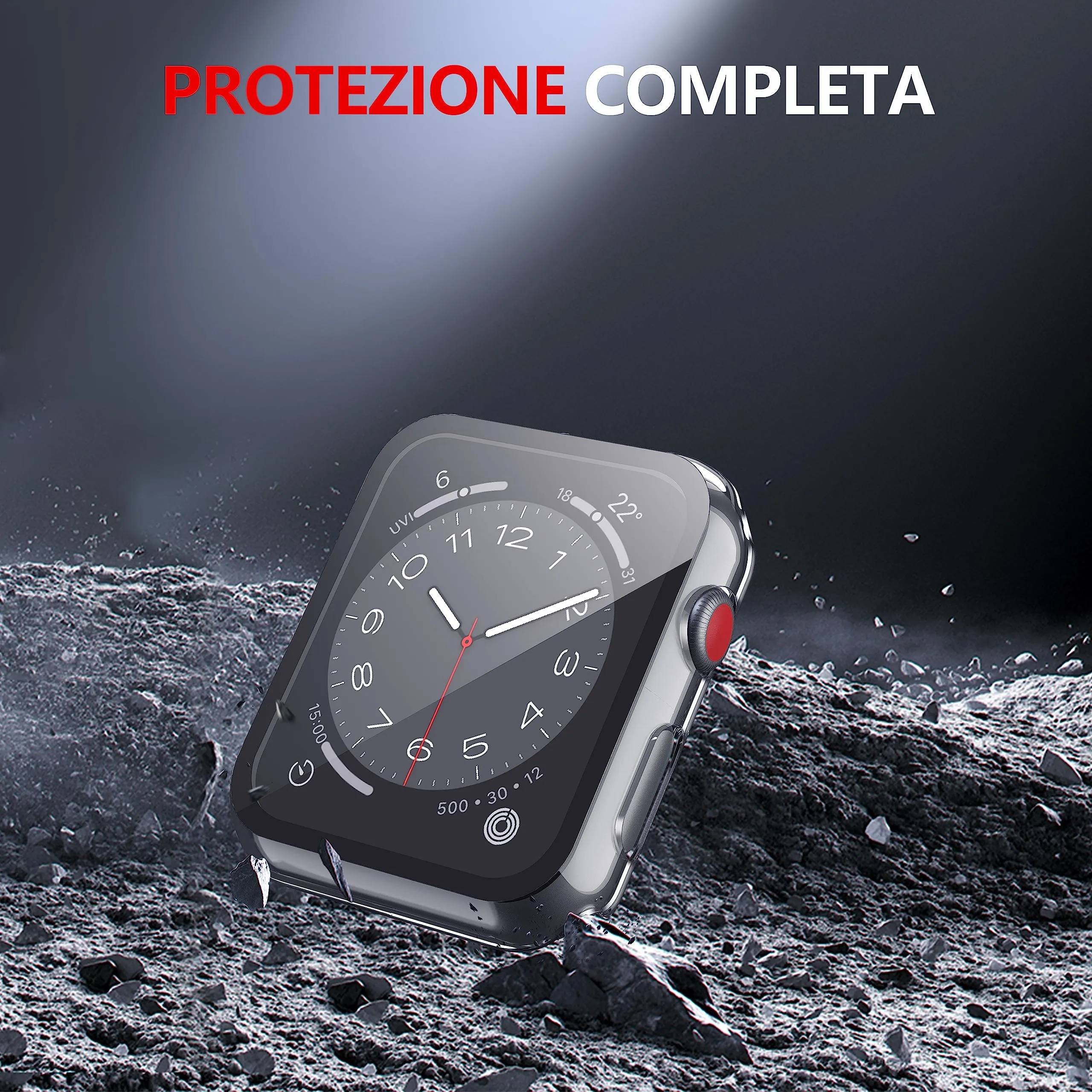 Misxi Cover con Vetro Temperato per Apple Watch Serie 2/3 38mm, Trasparente (2 Pezzi) - immagine 4