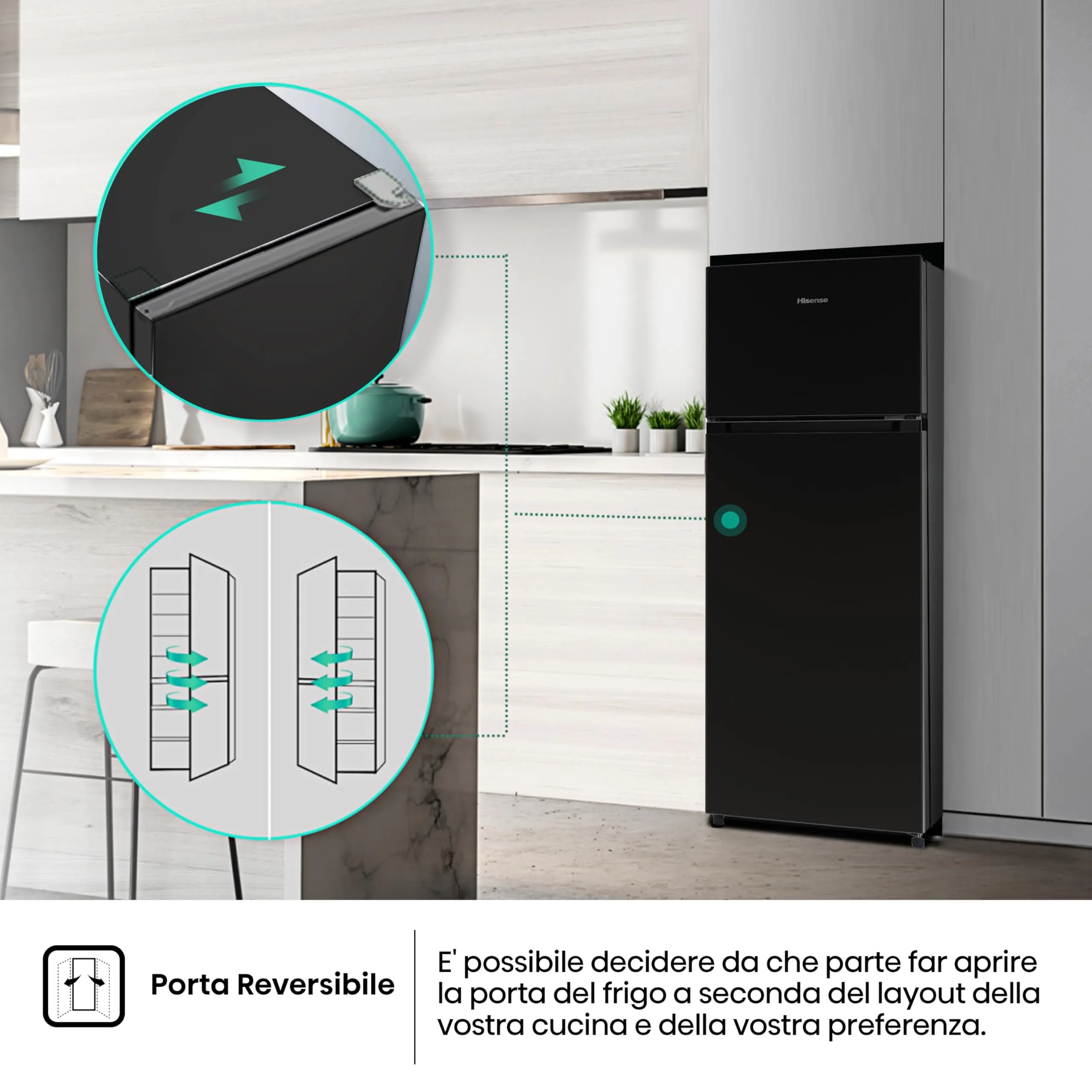 Hisense MTM55205EB Frigorifero Doppia Porta, 206 L, Nero - immagine 4