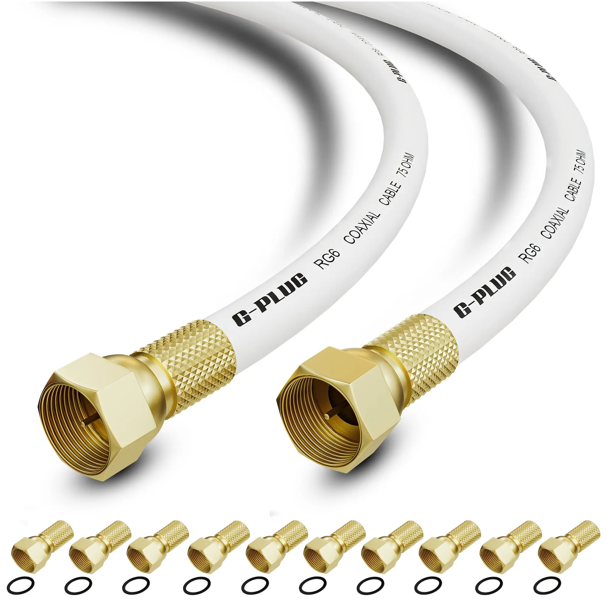 G-PLUG RG6 Coaxial Cable 30m with F Connectors for TV and Satellite - immagine 1