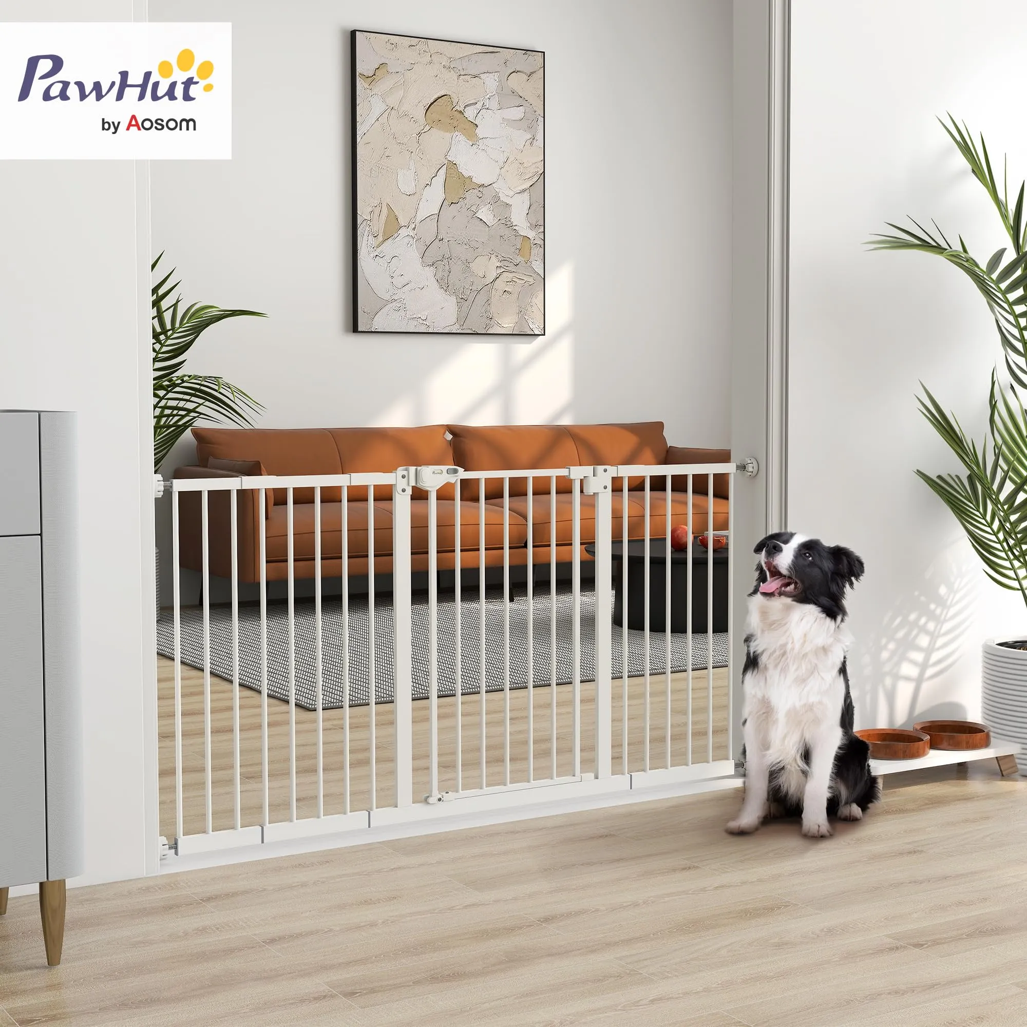 PawHut Cancellino per Cani Regolabile 74-147.5 cm, Bianco - immagine 2