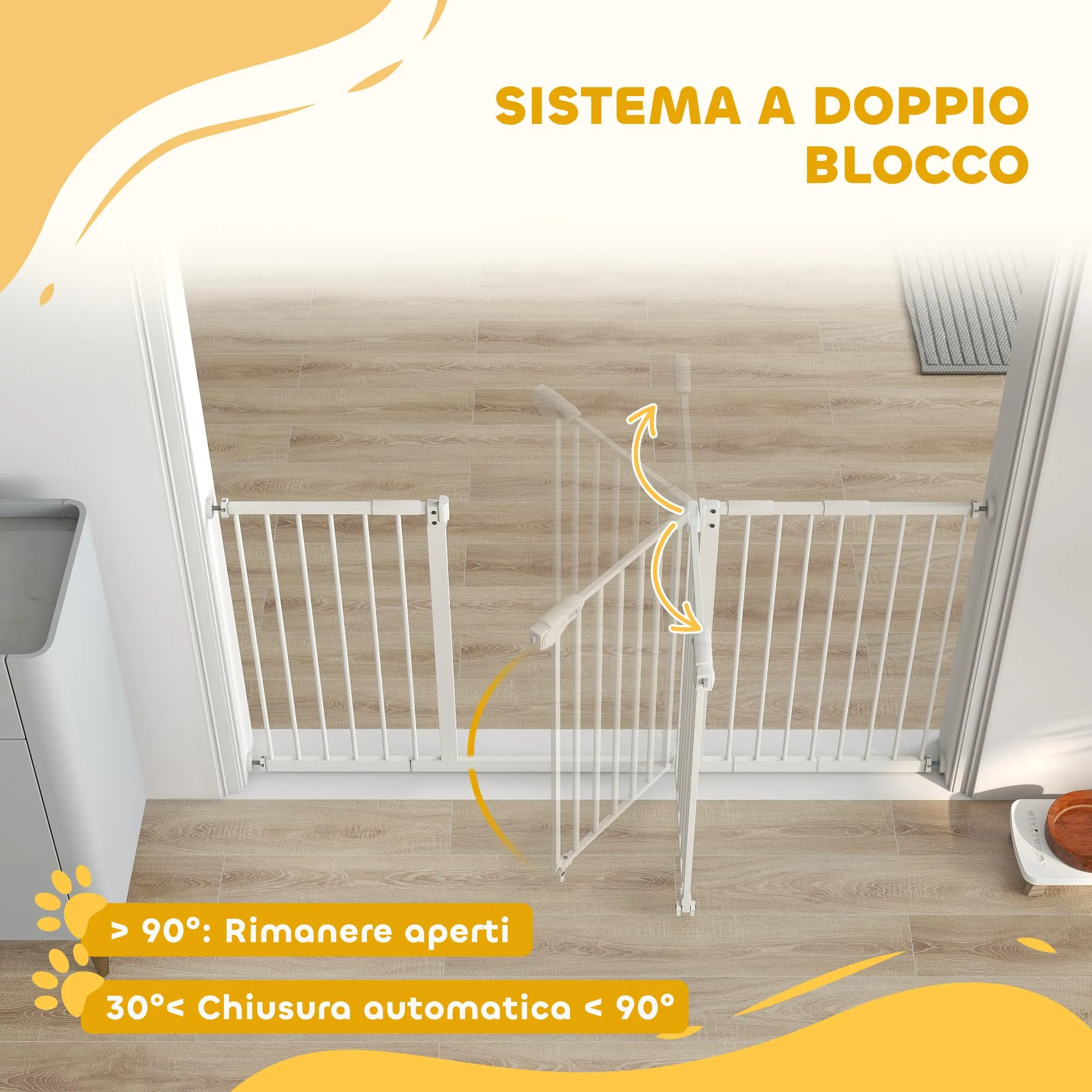 PawHut Cancellino per Cani Regolabile 74-147.5 cm, Bianco - immagine 5