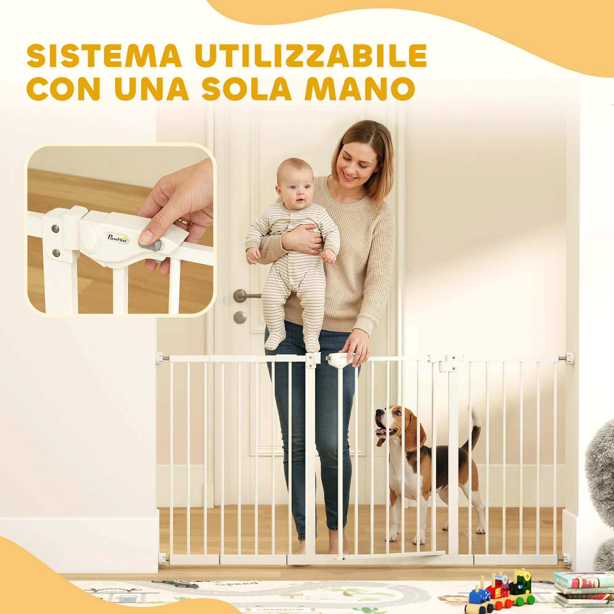 PawHut Cancellino per Cani Regolabile 74-147.5 cm, Bianco - immagine 6