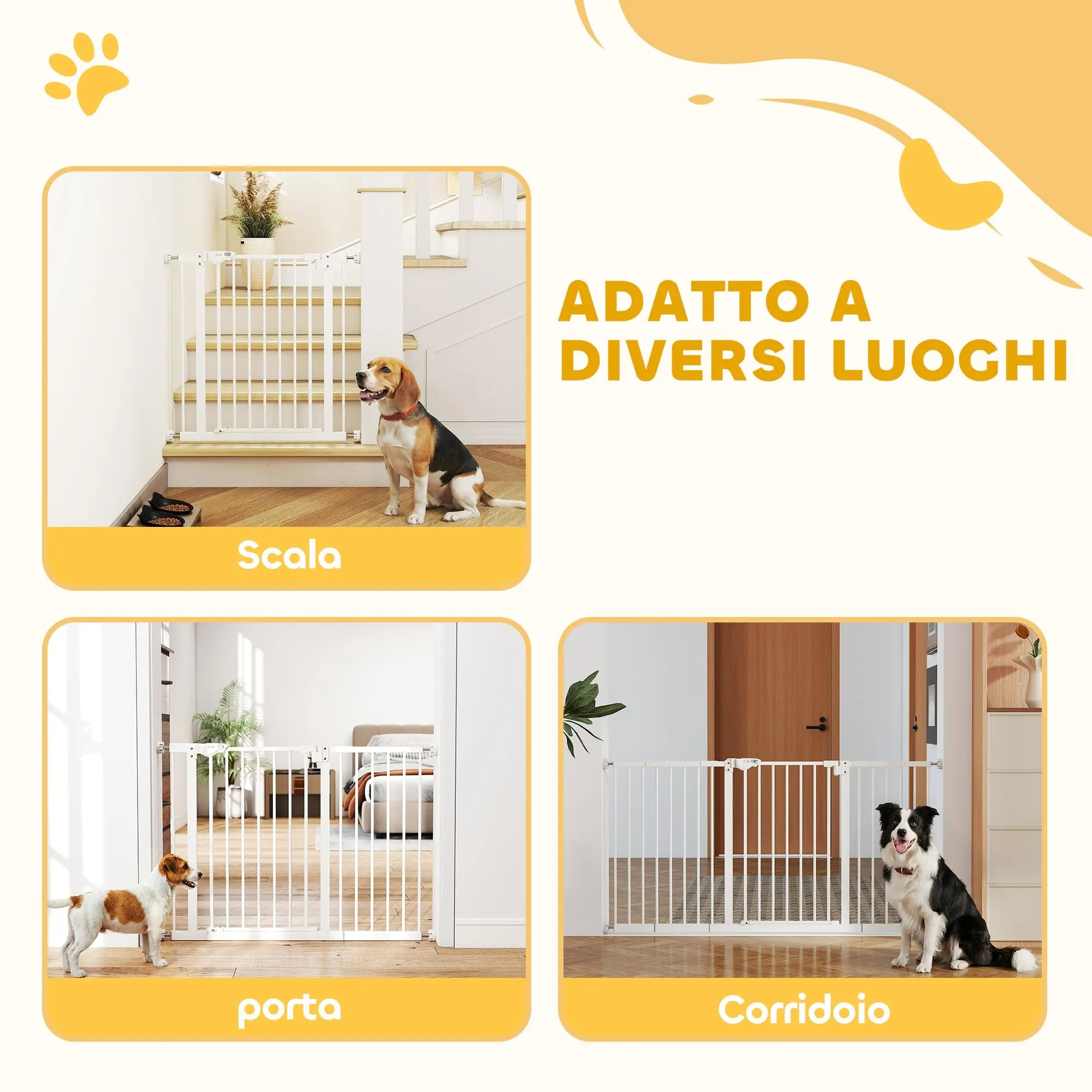 PawHut Cancellino per Cani Regolabile 74-147.5 cm, Bianco - immagine 8