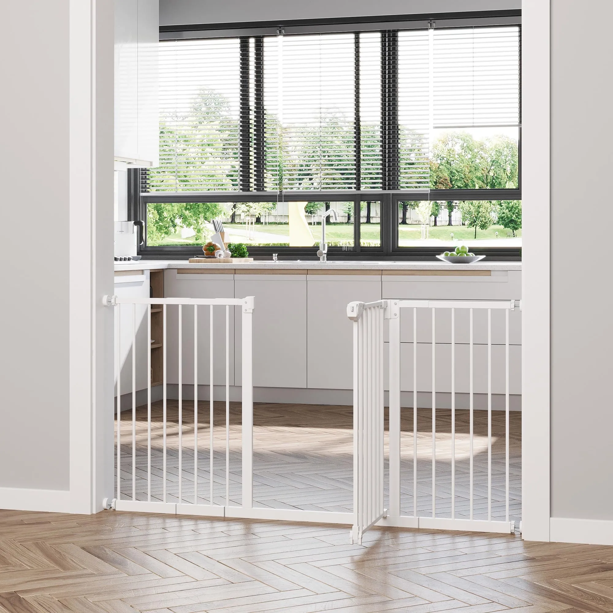 PawHut Cancellino per Cani Regolabile 74-147.5 cm, Bianco - immagine 9