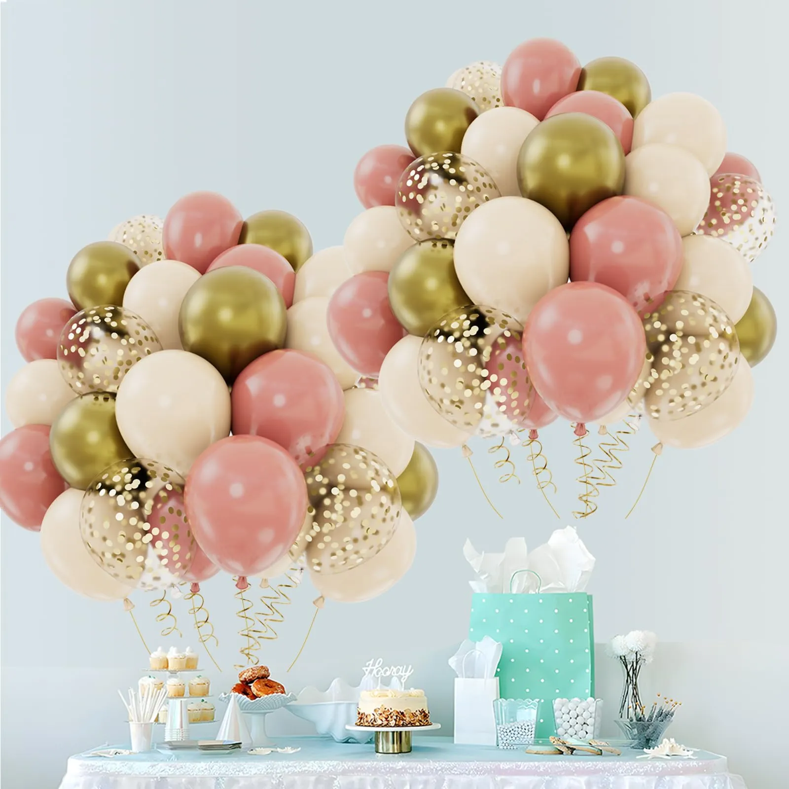Balloon Garland Set di Palloncini Oro Rosa Beige e Albicocca, 62 Pezzi 12 Pollici - immagine 4