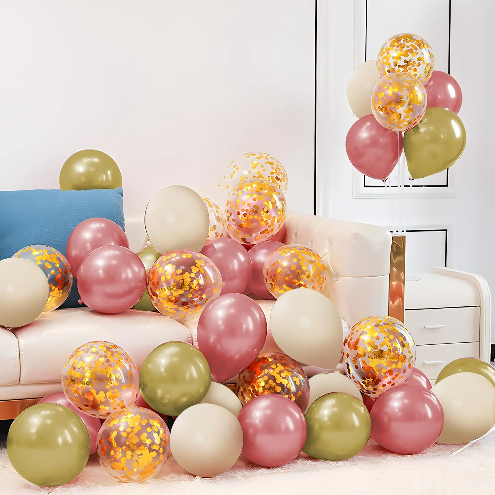 Balloon Garland Set di Palloncini Oro Rosa Beige e Albicocca, 62 Pezzi 12 Pollici - immagine 5
