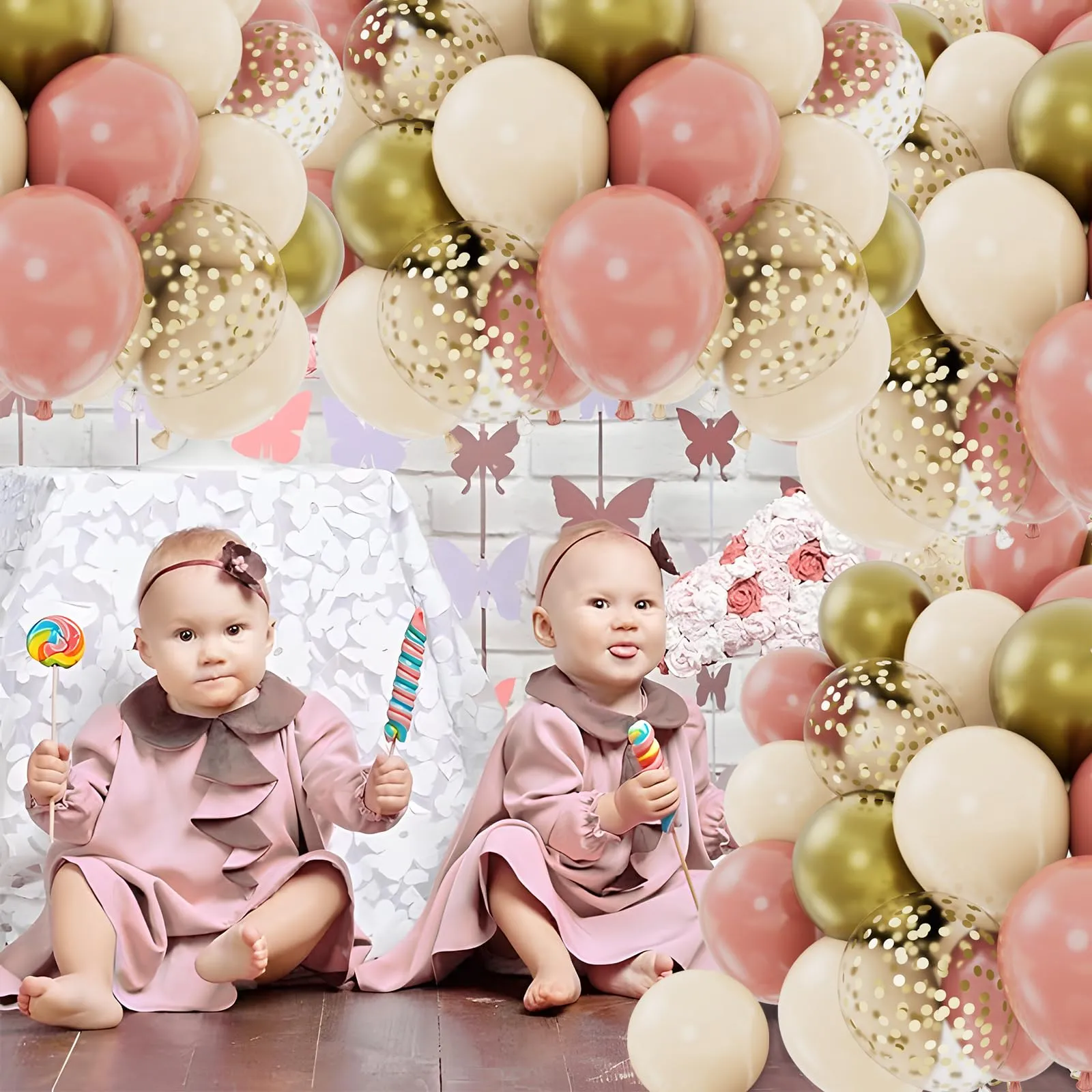 Balloon Garland Set di Palloncini Oro Rosa Beige e Albicocca, 62 Pezzi 12 Pollici - immagine 6