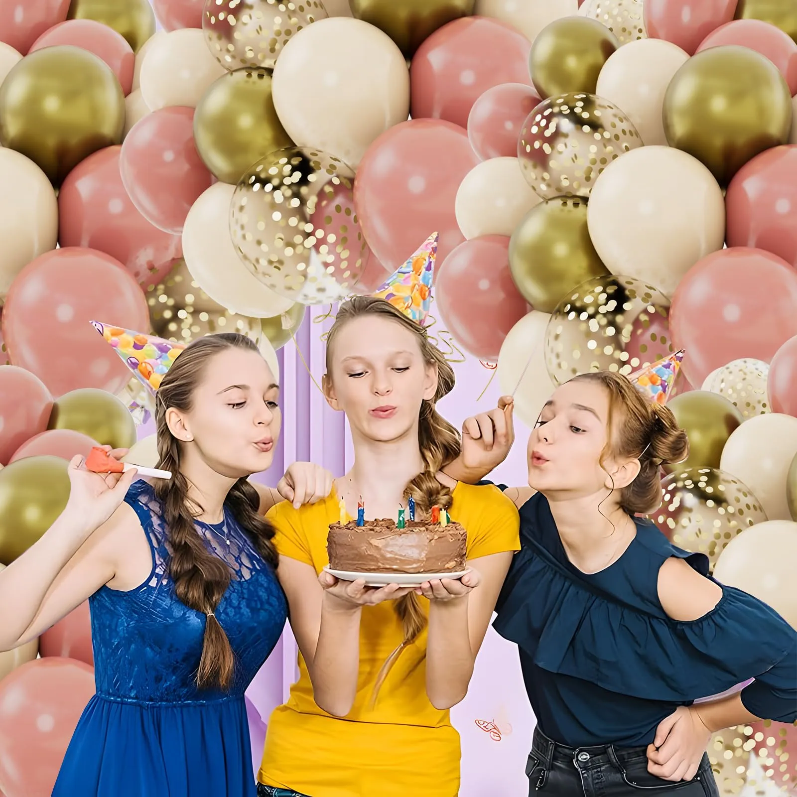 Balloon Garland Set di Palloncini Oro Rosa Beige e Albicocca, 62 Pezzi 12 Pollici - immagine 8