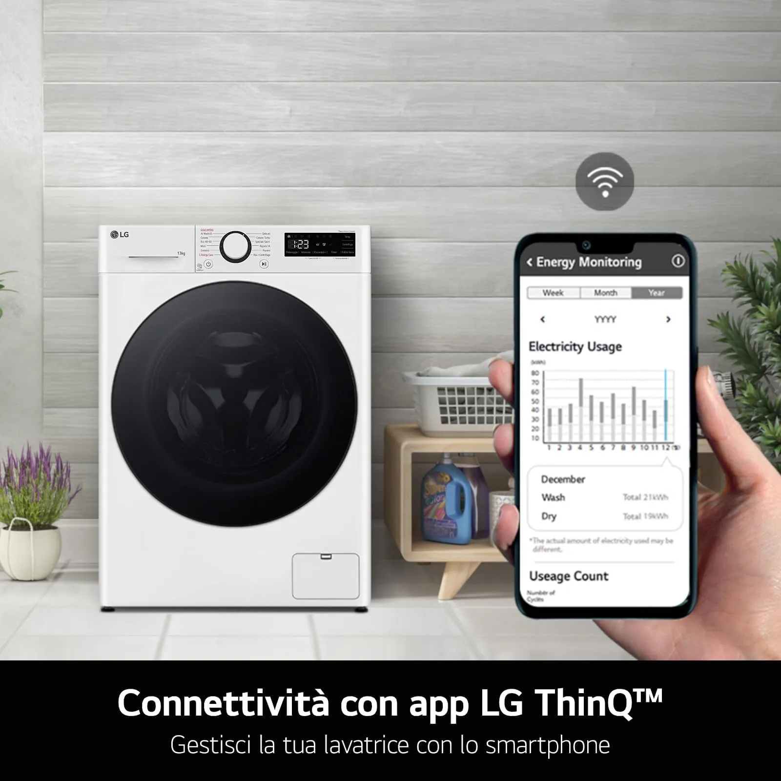 LG F4R709TAIDD Lavatrice AI DD 9kg Classe A-10%, Carica Frontale, 1400 Giri, TurboWash 360, Wi-Fi, Bianca - immagine 9