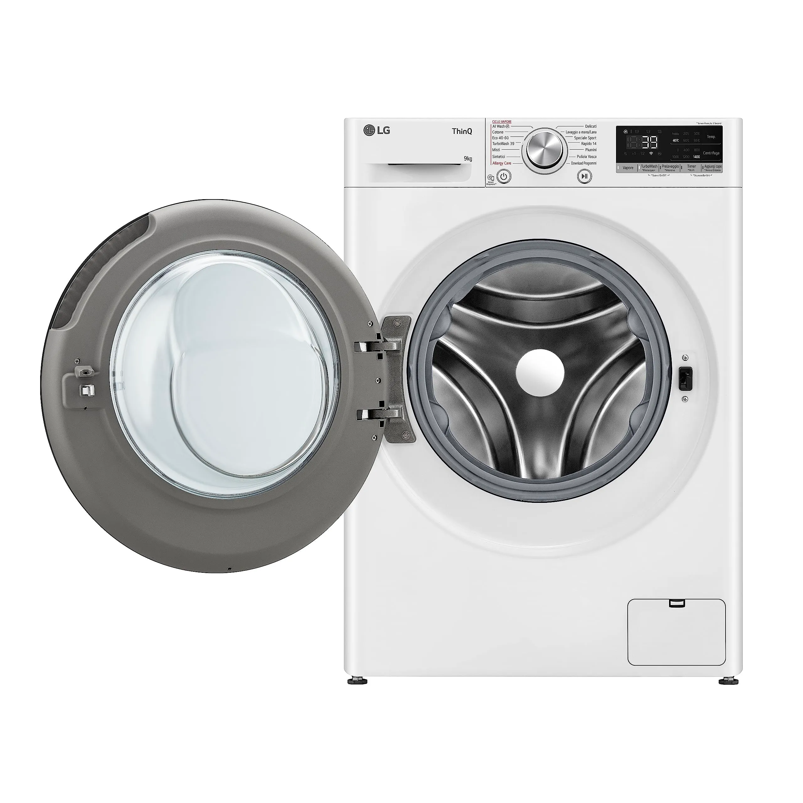 LG F4R709TAIDD Lavatrice AI DD 9kg Classe A-10%, Carica Frontale, 1400 Giri, TurboWash 360, Wi-Fi, Bianca - immagine 10