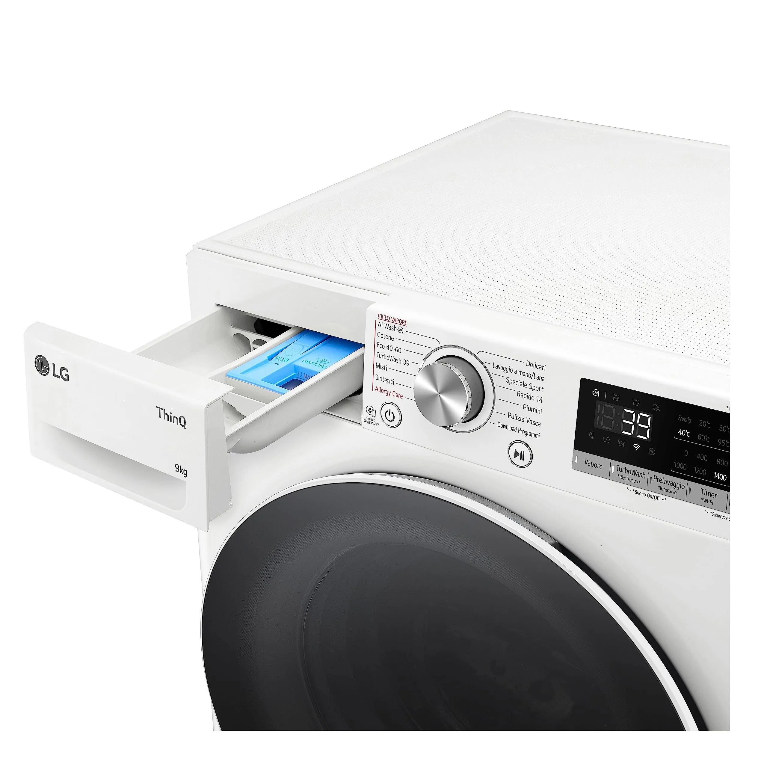 LG F4R709TAIDD Lavatrice AI DD 9kg Classe A-10%, Carica Frontale, 1400 Giri, TurboWash 360, Wi-Fi, Bianca - immagine 13