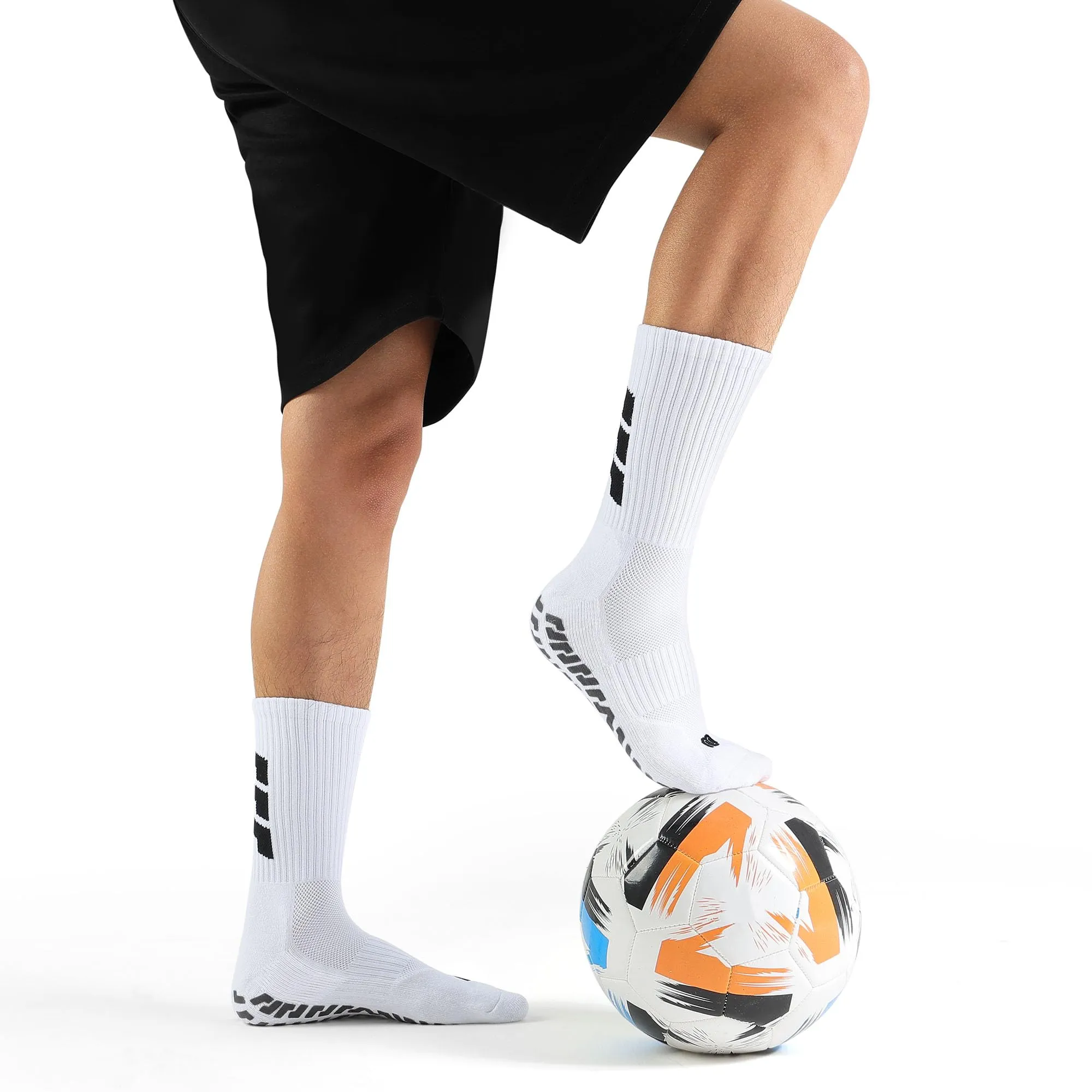 CLOSEMATE Calzini da Calcio Antiscivolo con Grip in Silicone, Bianco, 43-46 - immagine 2
