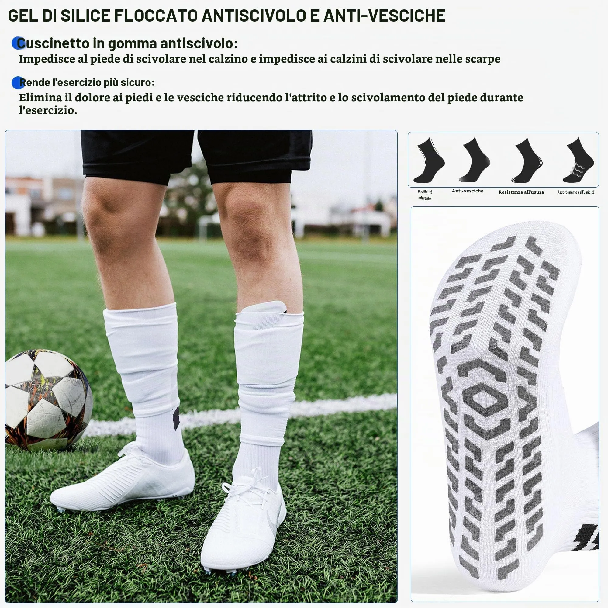 CLOSEMATE Calzini da Calcio Antiscivolo con Grip in Silicone - immagine 4