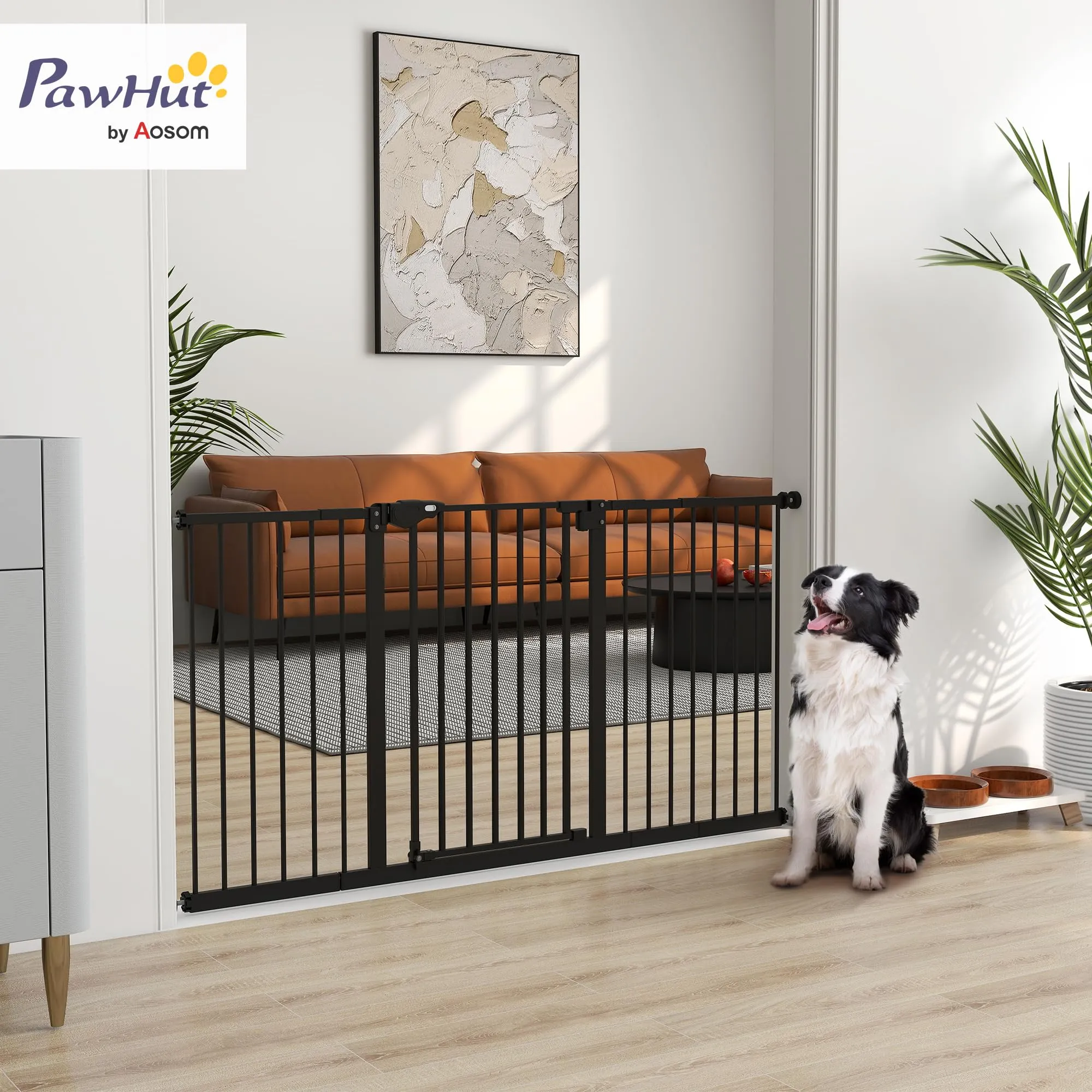 PawHut Cancellino per Cani Larghezza Regolabile 74-147.5 cm, Nero - immagine 2