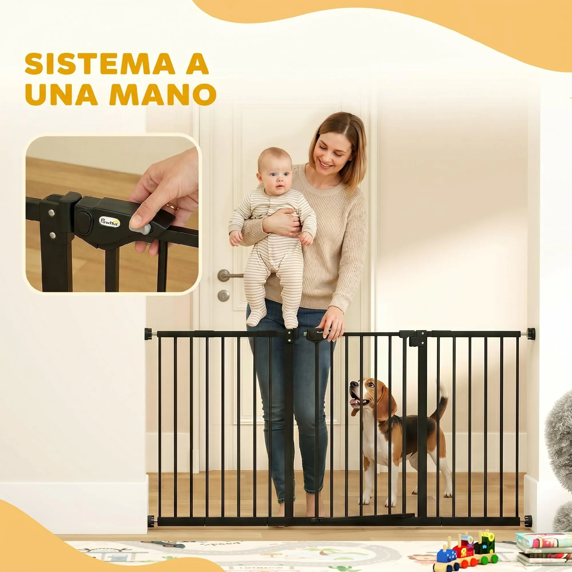 PawHut Cancellino per Cani Larghezza Regolabile 74-147.5 cm, Nero - immagine 6