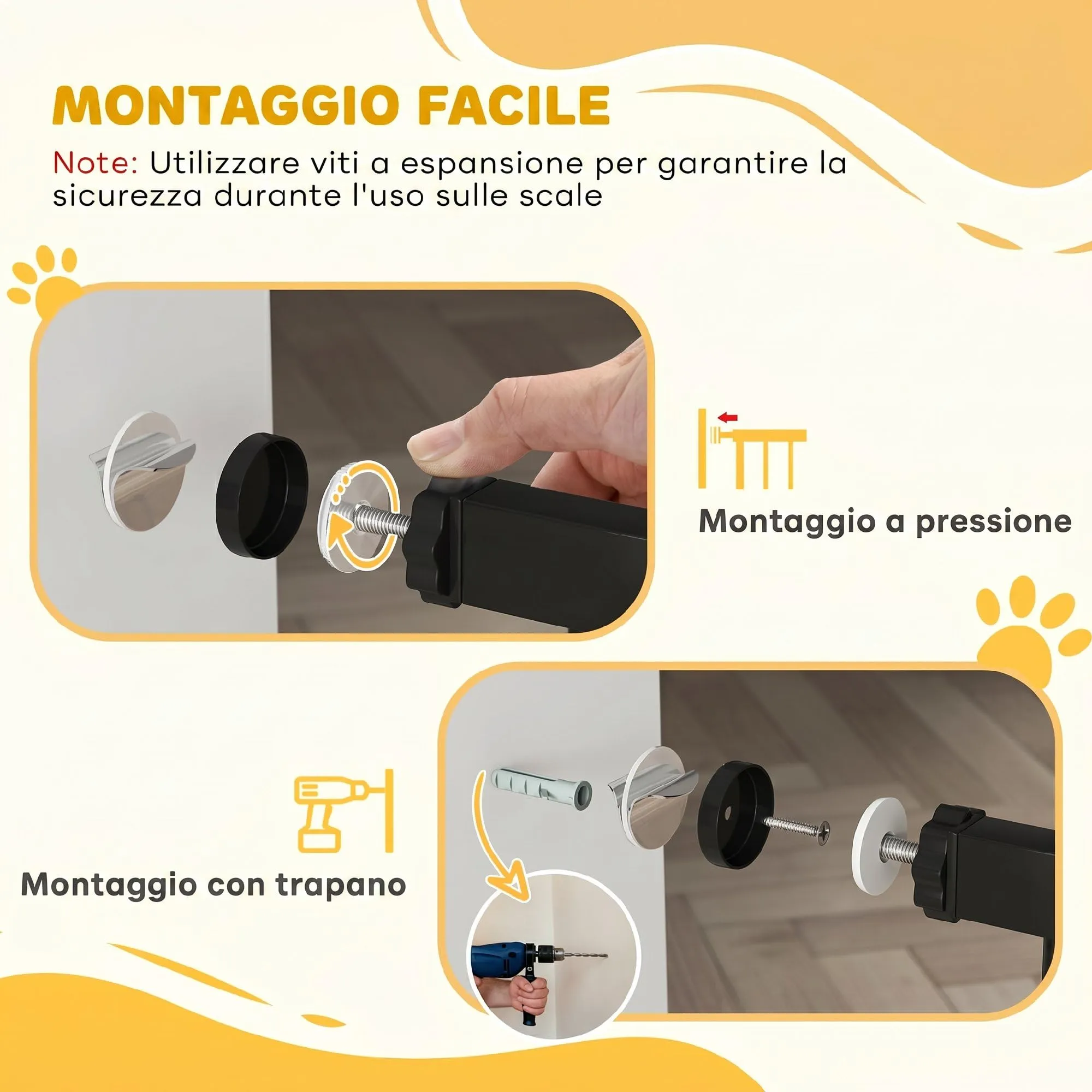 PawHut Cancellino per Cani Larghezza Regolabile 74-147.5 cm, Nero - immagine 7