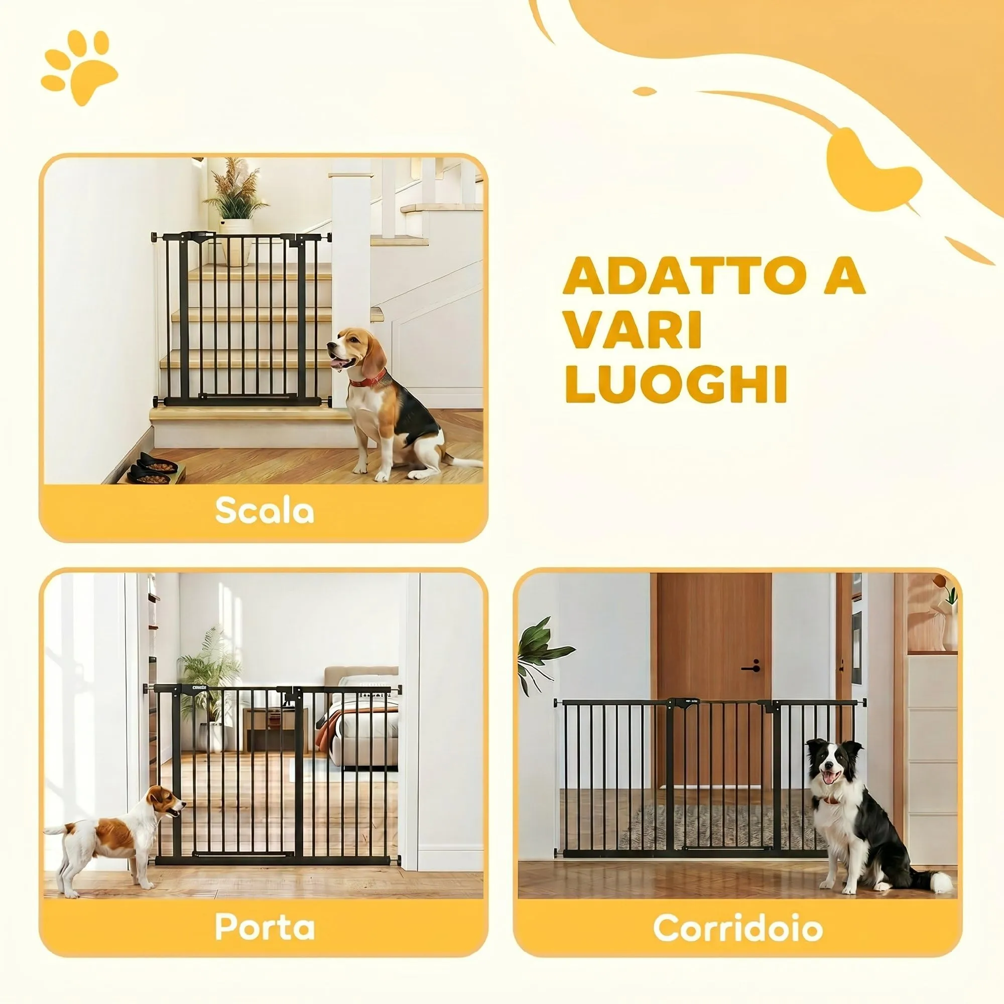 PawHut Cancellino per Cani Larghezza Regolabile 74-147.5 cm, Nero - immagine 8