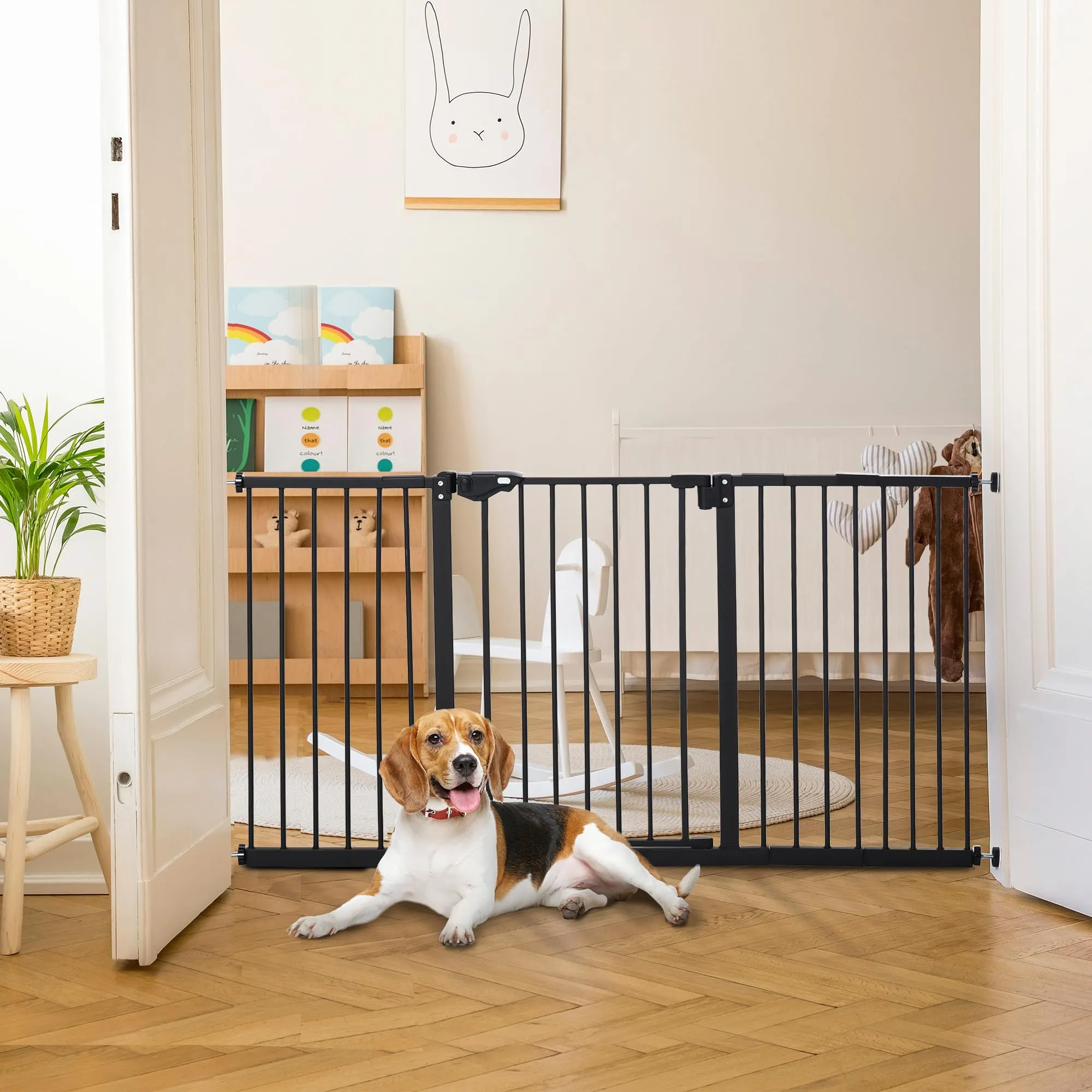 PawHut Cancellino per Cani Larghezza Regolabile 74-147.5 cm, Nero - immagine 9