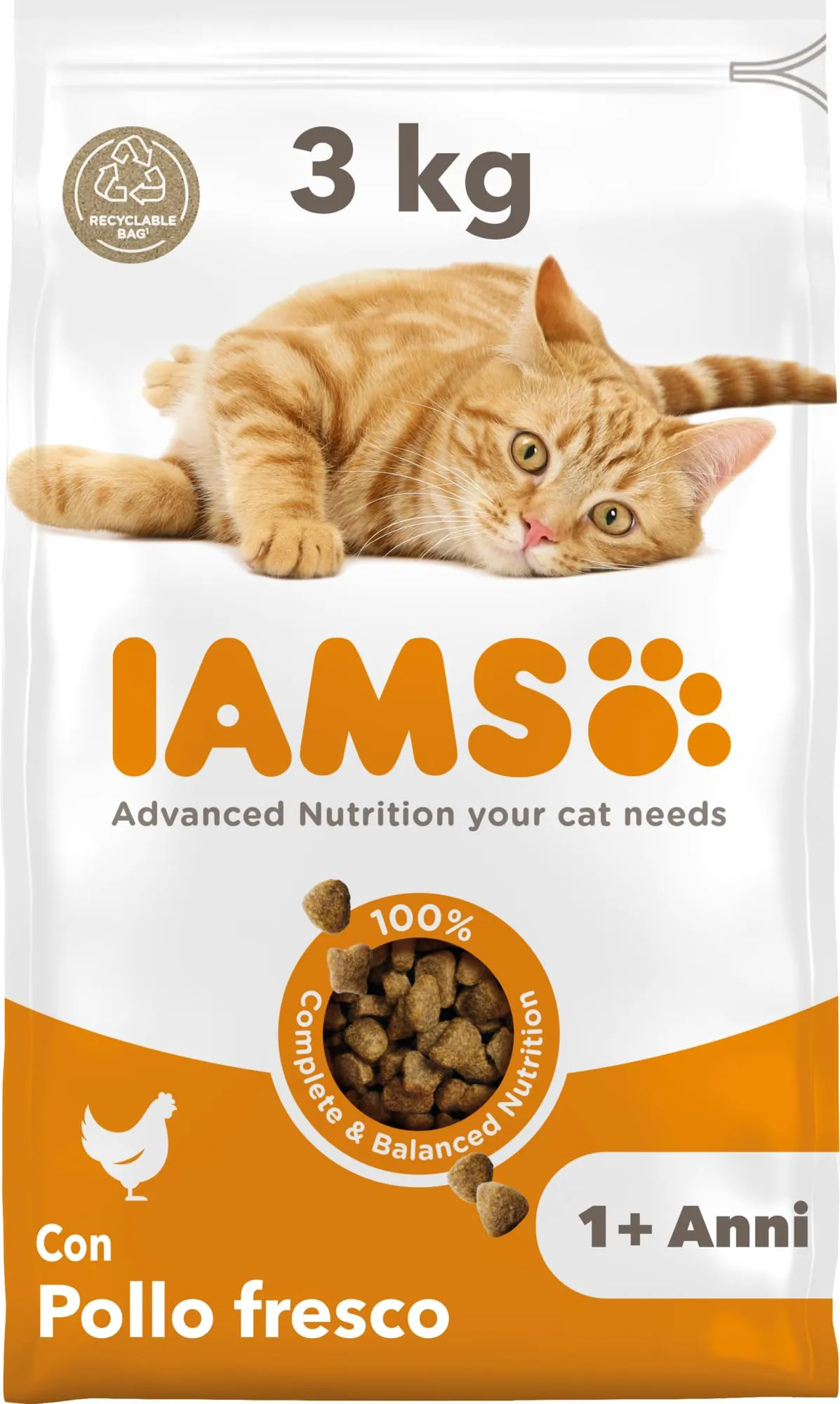 IAMS Cibo secco per gatti 1-6 anni al pollo fresco, 3 kg - immagine 1