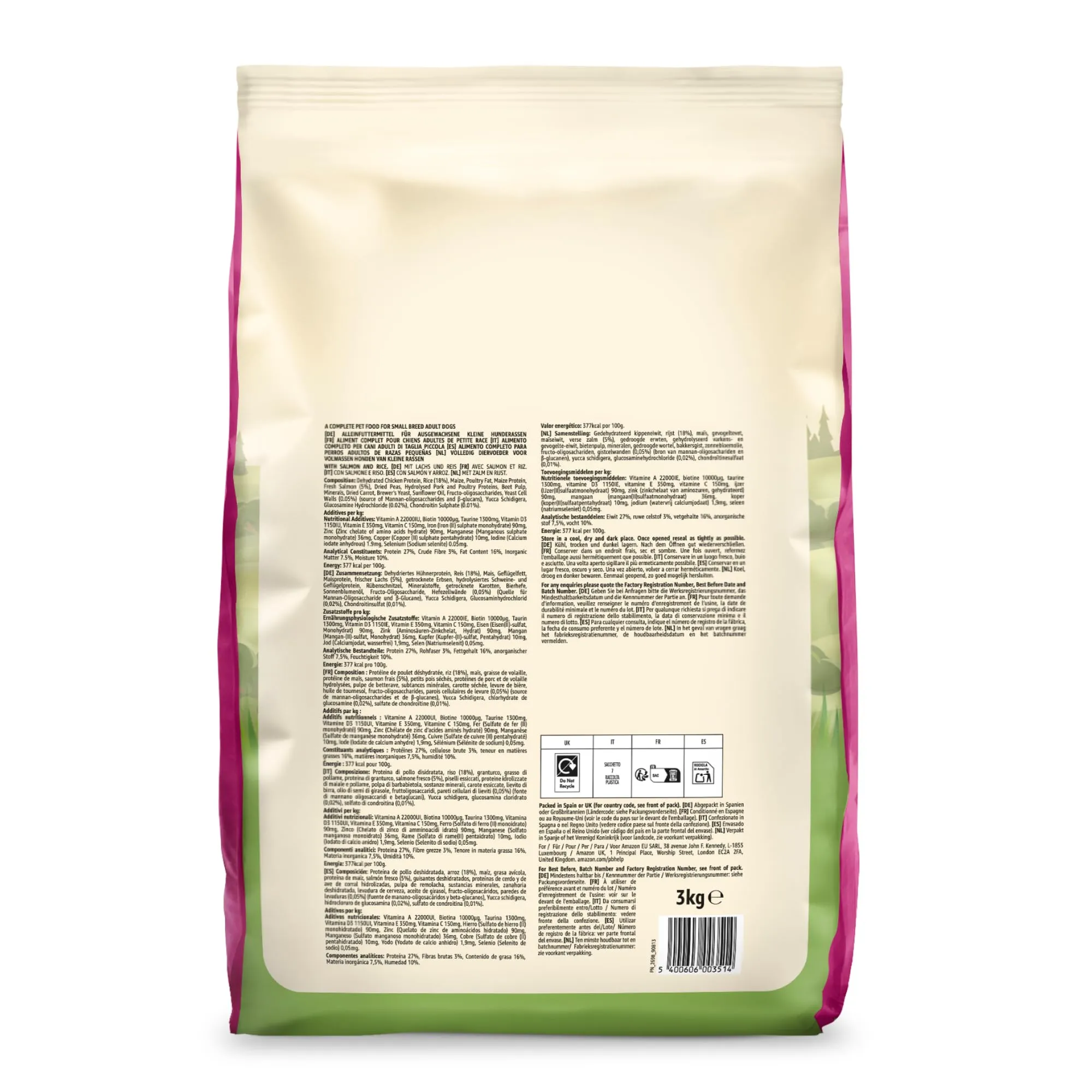by Amazon Complete Alimento Secco per Cani Adulti Razze di Piccola Taglia con Salmone e Riso, 3kg - immagine 8