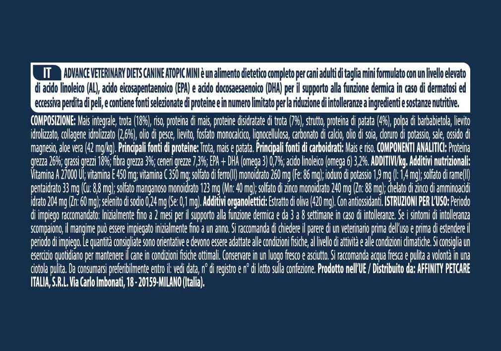 Affinity Advance Veterinary Diets Atopic Mini for Dogs with Atopic Dermatitis, Trout, 1.5kg - immagine 5