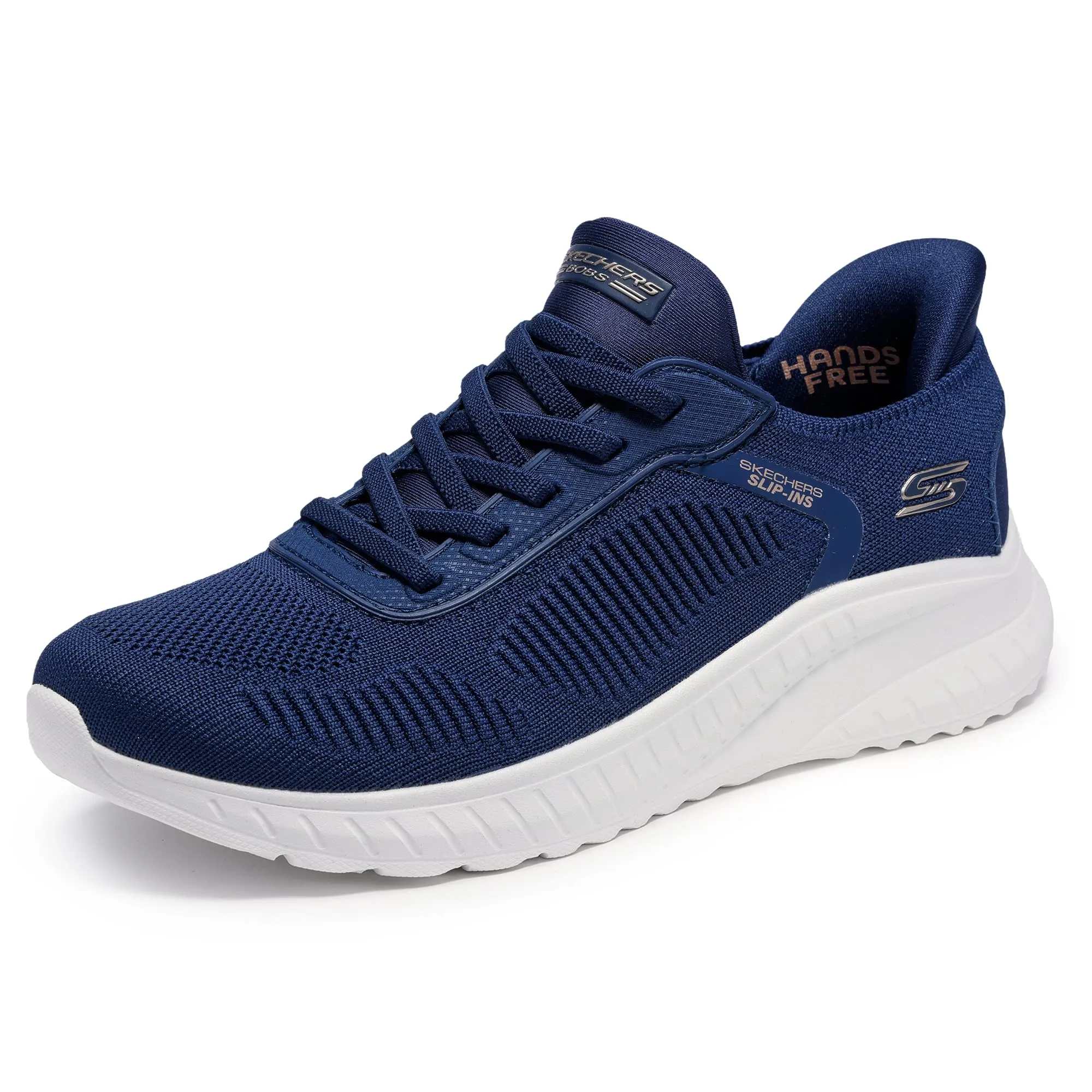 Skechers Hands Free Slip-ins Bobs Squad Chaos-Current Muse Women's Sneakers, Blu Mare, 35 EU Larga - immagine 1