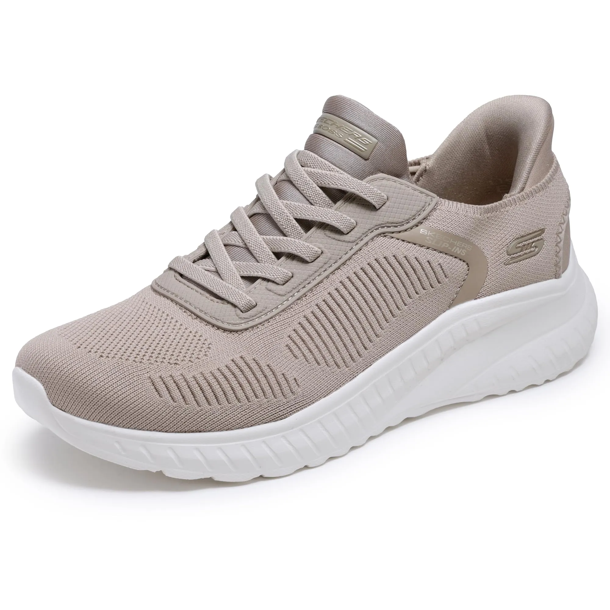 Skechers Bobs Squad Chaos Current Muse Women's Sneakers, Taupe Textile, 36 EU - immagine 1
