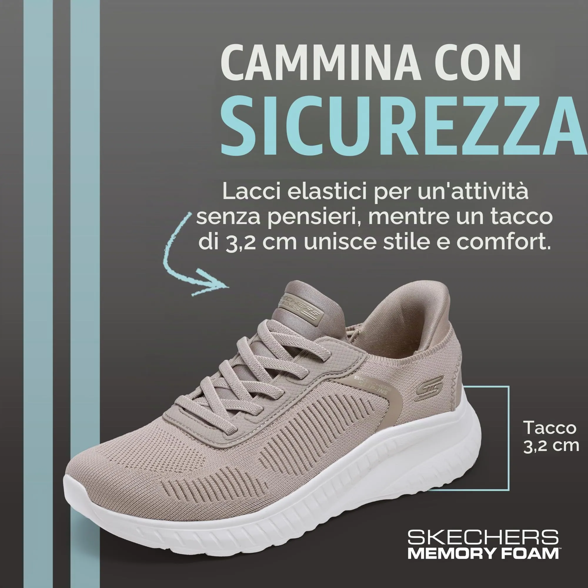 Skechers Donna Bobs Squad Chaos Current Muse Slip-In, Taupe Textile, 38.5 EU - immagine 3