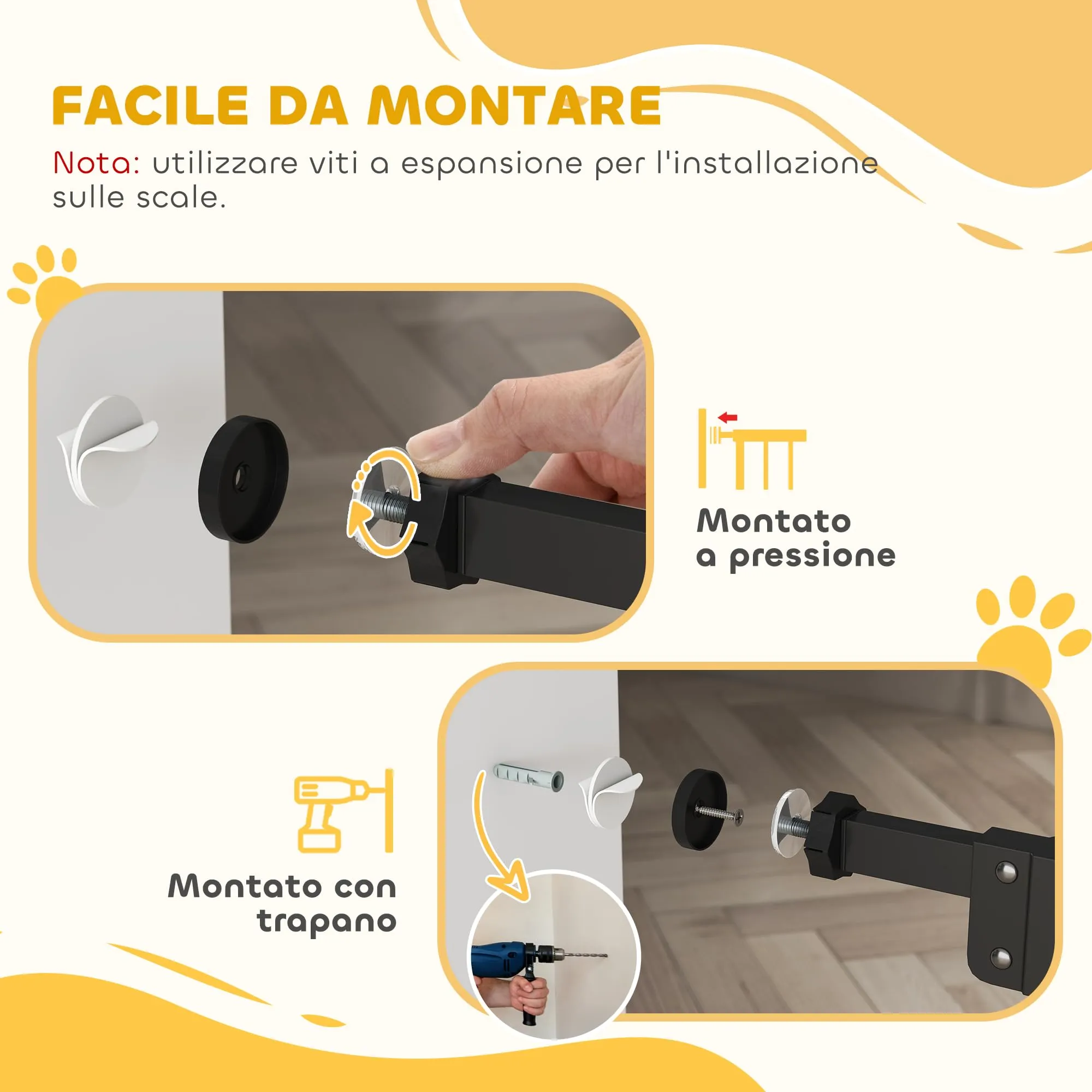 PawHut Cancellino per Cani Larghezza Regolabile 74-100 cm, Nero - immagine 7