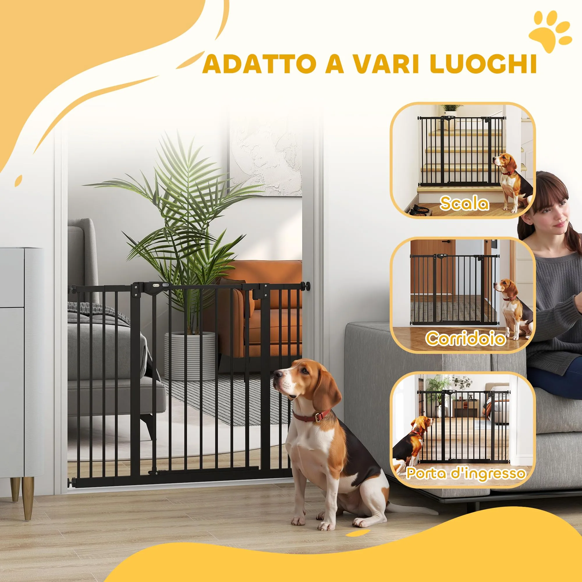 PawHut Cancellino per Cani Larghezza Regolabile 74-100 cm, Nero - immagine 8