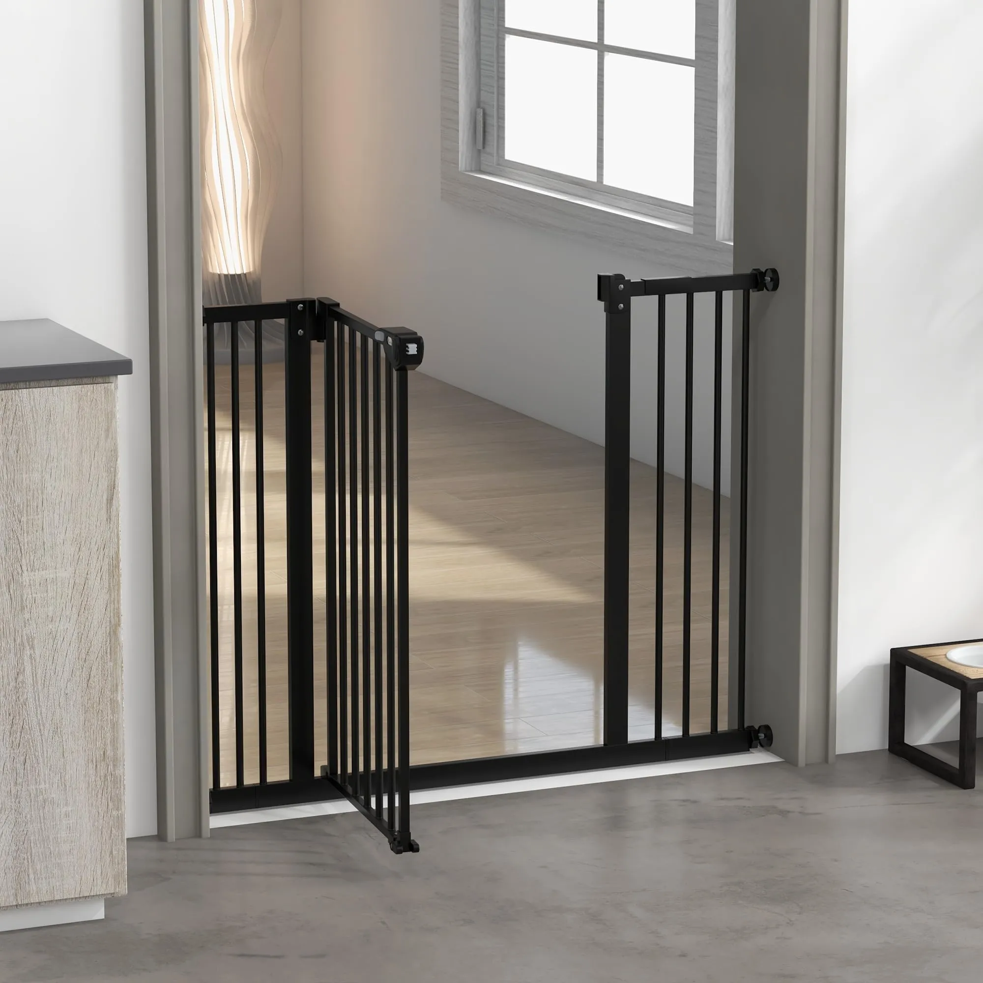 PawHut Cancellino per Cani Larghezza Regolabile 74-100 cm, Nero - immagine 9
