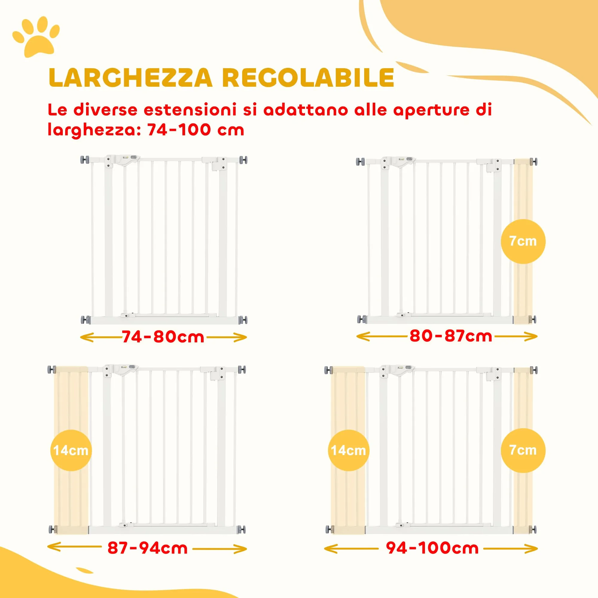 PawHut Cancellino per Cani Regolabile 74-100 cm, Bianco - immagine 4