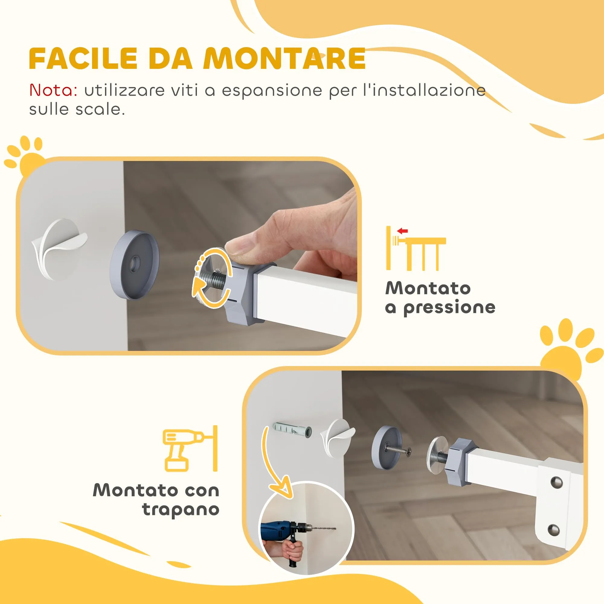 PawHut Cancellino per Cani Regolabile 74-100 cm, Bianco - immagine 7