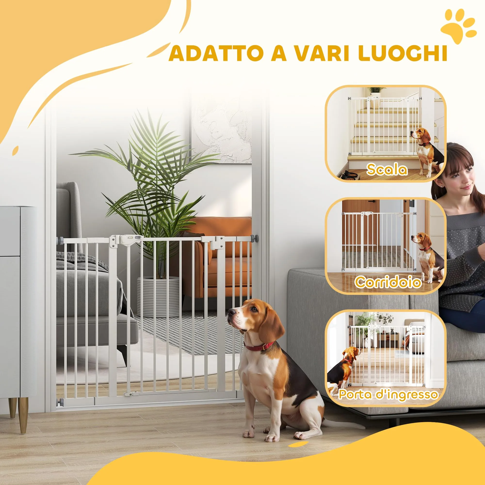 PawHut Cancellino per Cani Regolabile 74-100 cm, Bianco - immagine 8