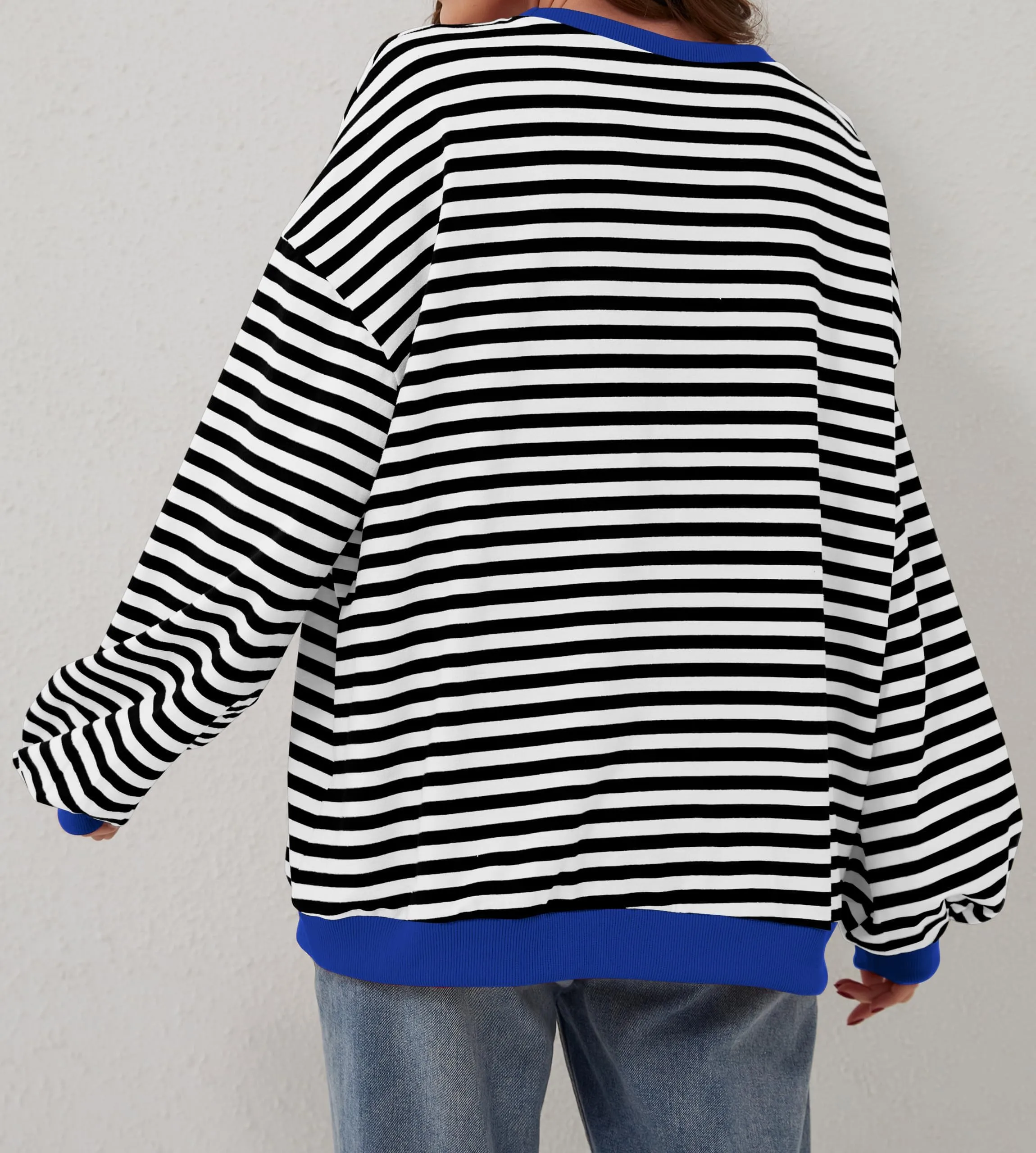 DUOEASE Felpa Donna Oversize a Righe Manica Lunga - immagine 5