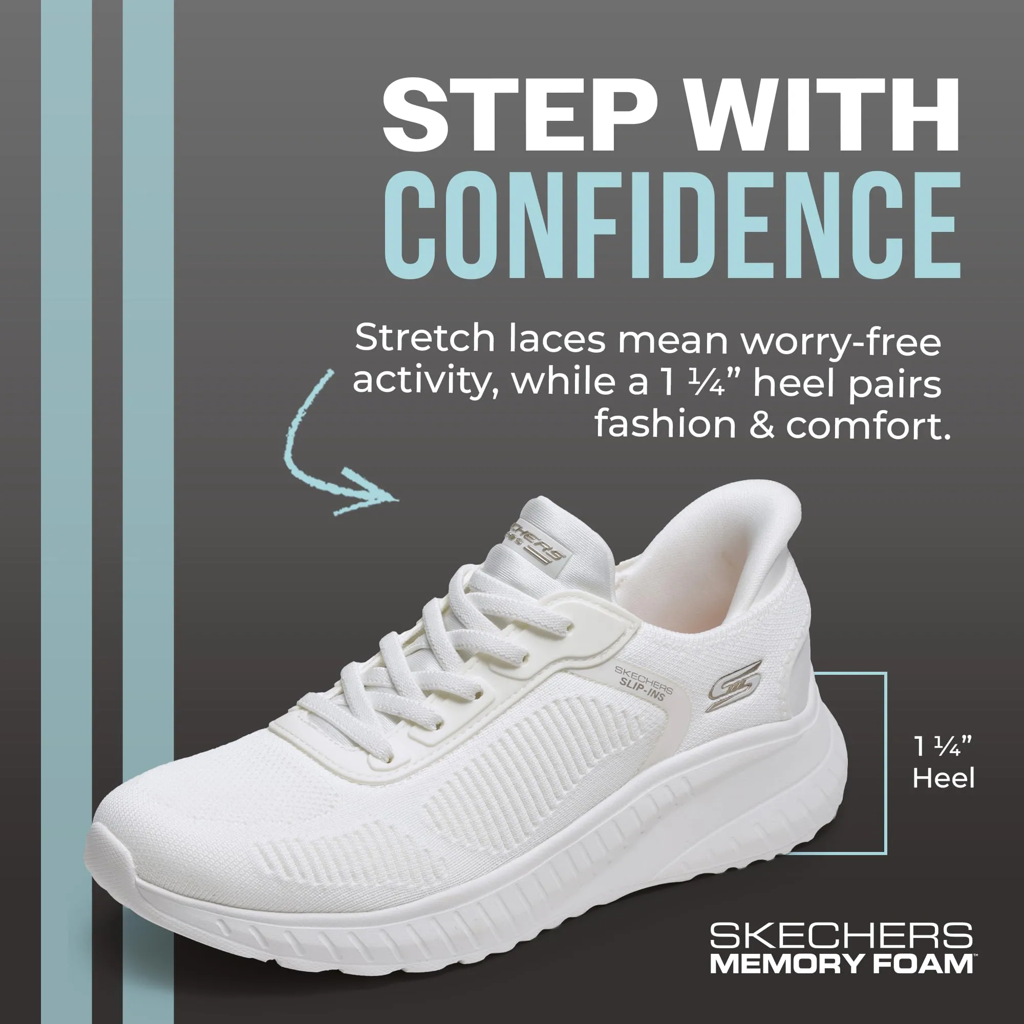 Skechers Bobs Squad Chaos Current Muse Slip-in Trainers, Off White Textile, 42 EU Large - immagine 2