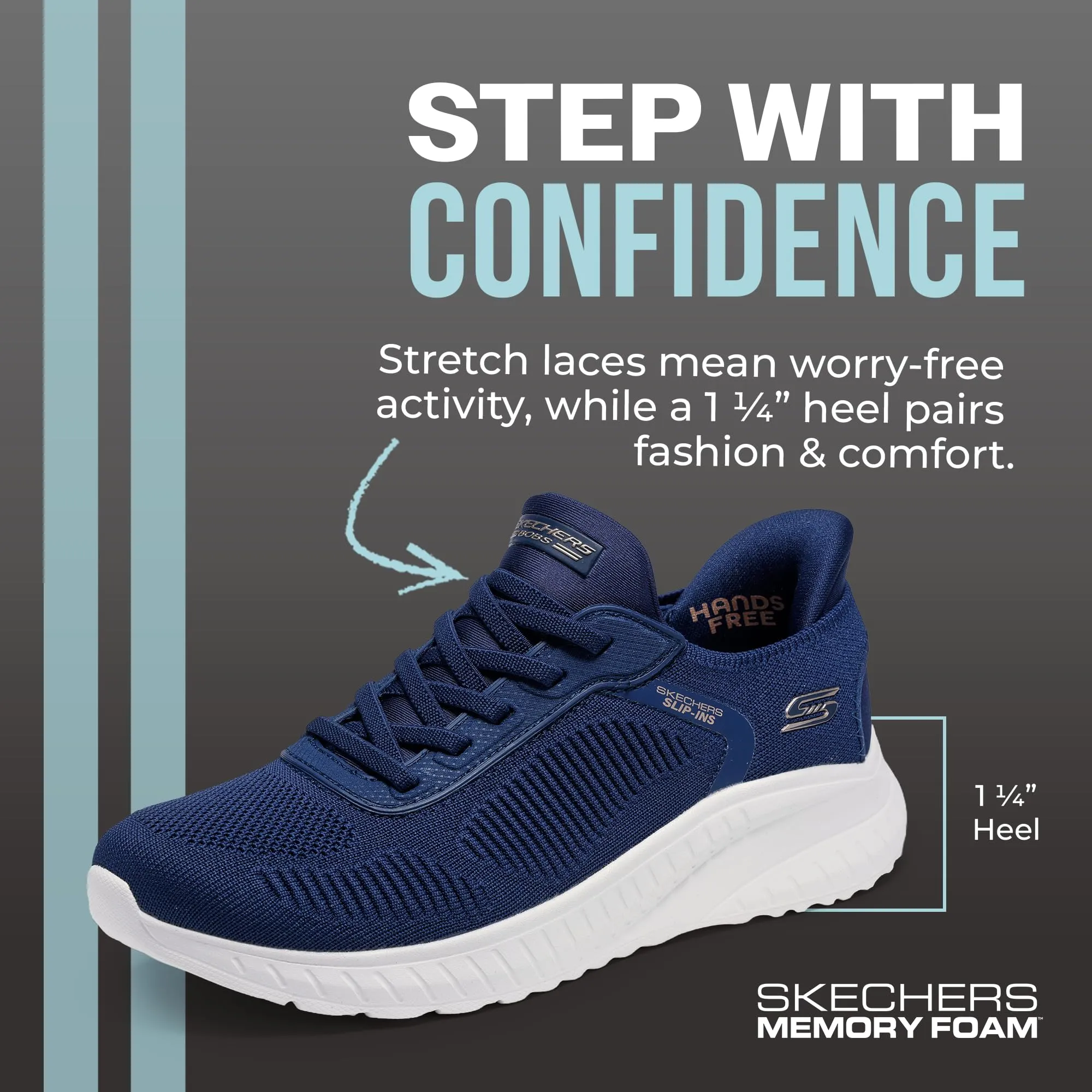 Skechers Bobs Squad Chaos Sneaker da Donna, Blu Mare, 43 EU - immagine 2