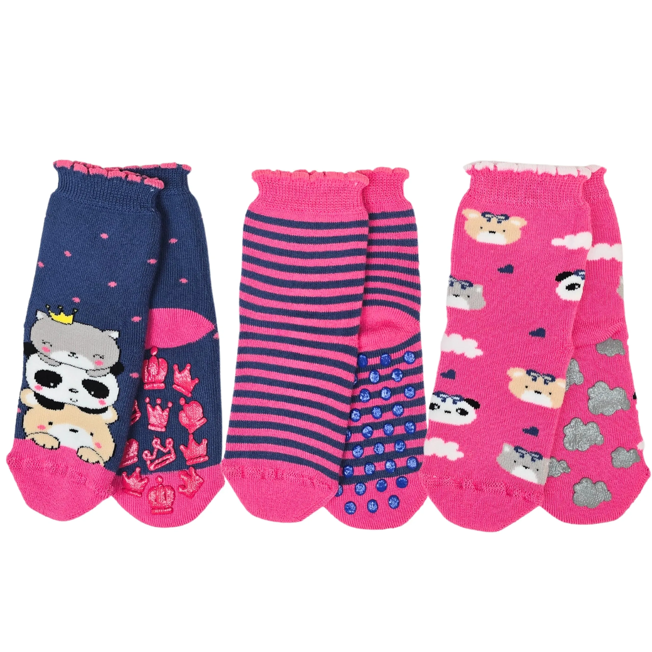 LEON D'ORO Calzini Bambina Antiscivolo in Cotone, 3 Paia, Made in Italy - immagine 1
